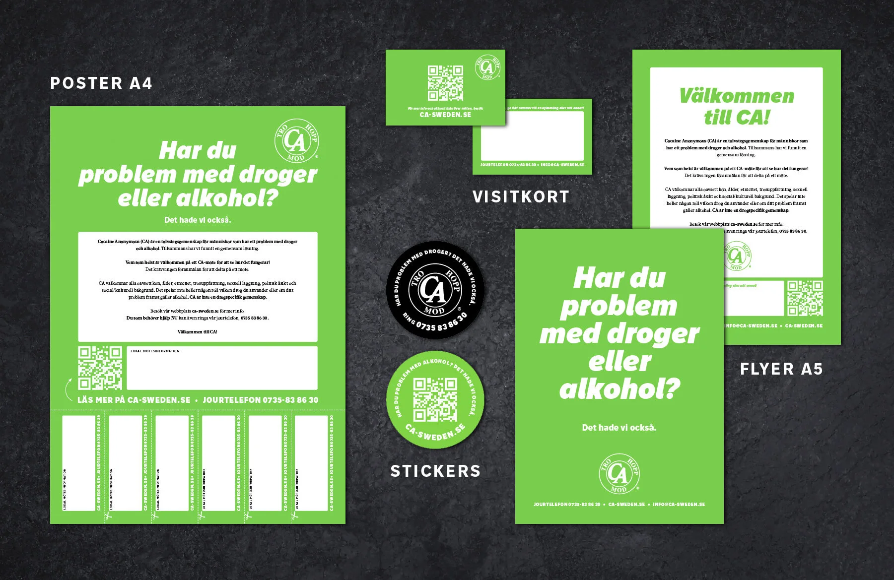 Meeting groups can now order posters, flyers, business cards and stickers at ca-sweden.se!