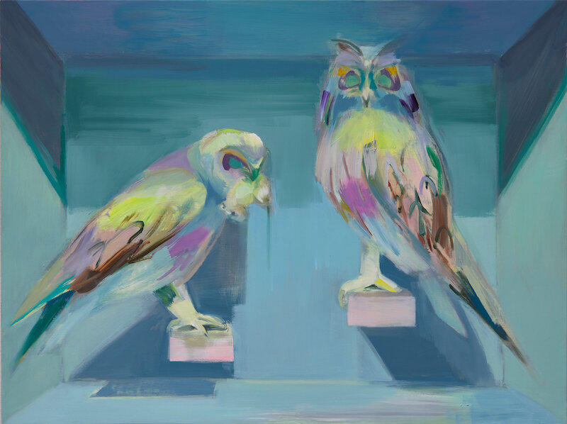 Two Owls , 2020 Oil on board