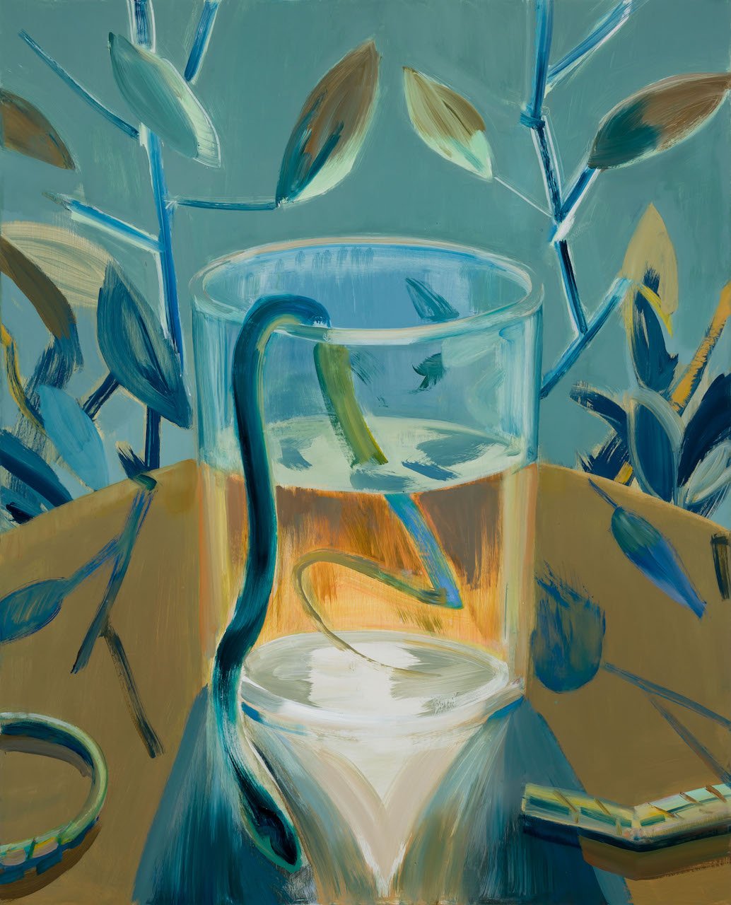 Kiss Curl Coda, 2023 oil on board, 80 x 65 cm