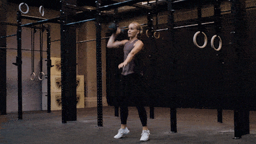 Single arm dumbbell thruster