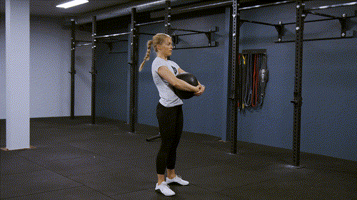 Dead ball bear hug squat