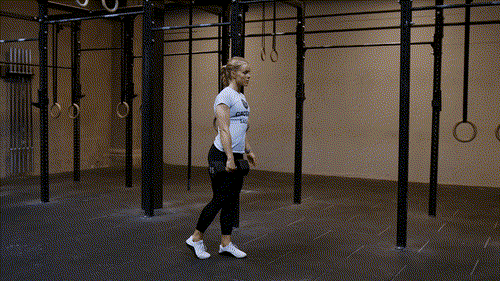 Staggered dumbbell deadlift