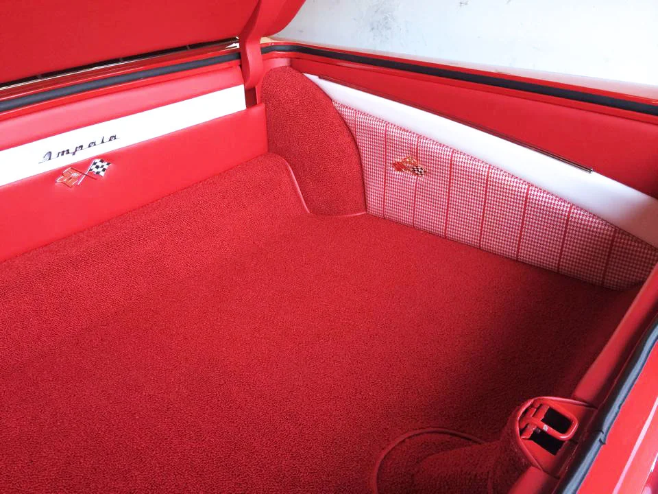 Impala Interior restoration red carpet and trunk lining.