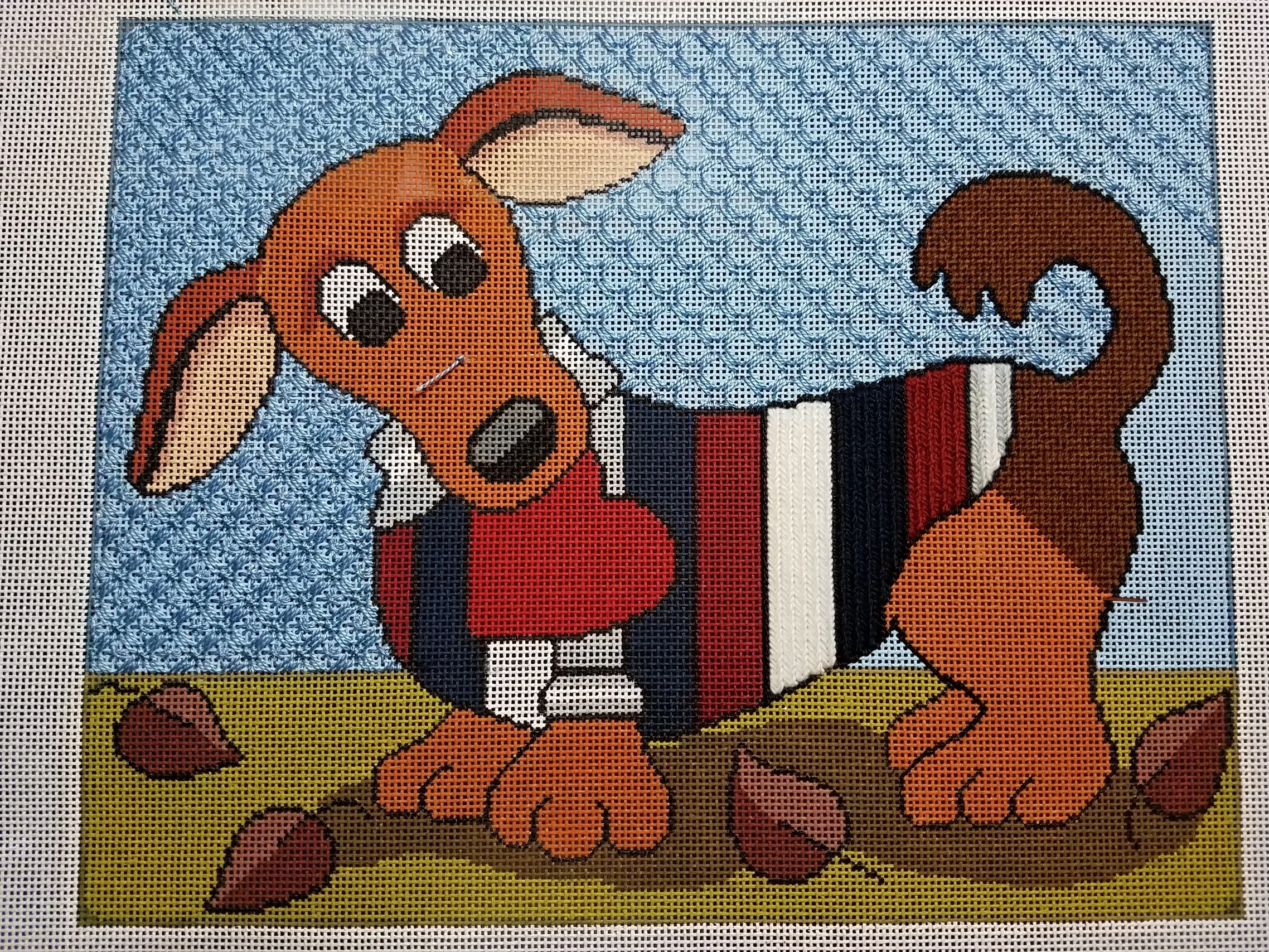 The beginning thread and stitch selections have been made and stitching is coming along nicely.