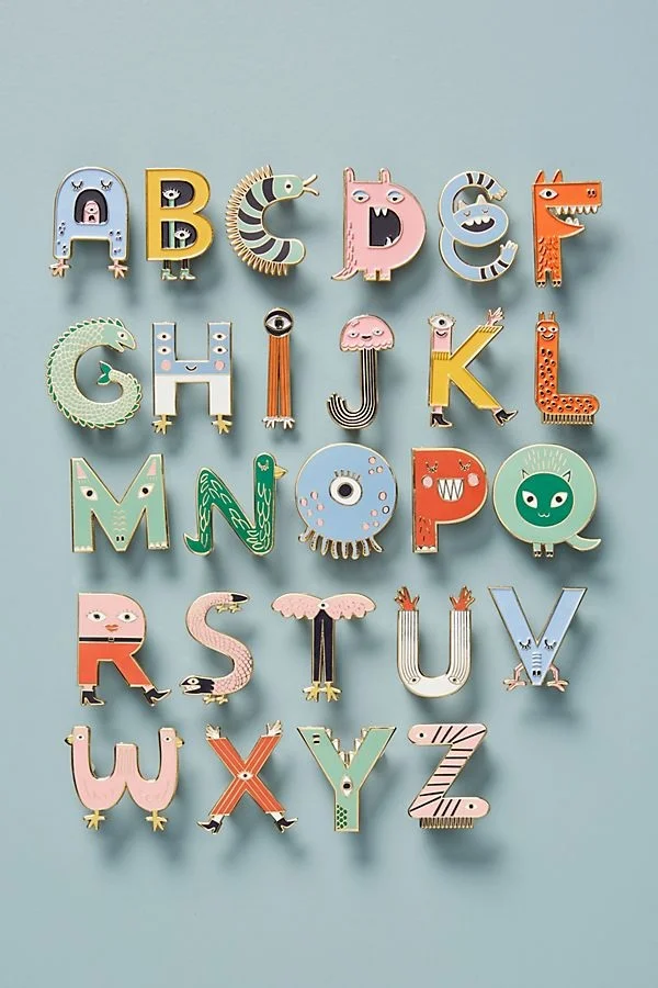 Monster Monogram Pins