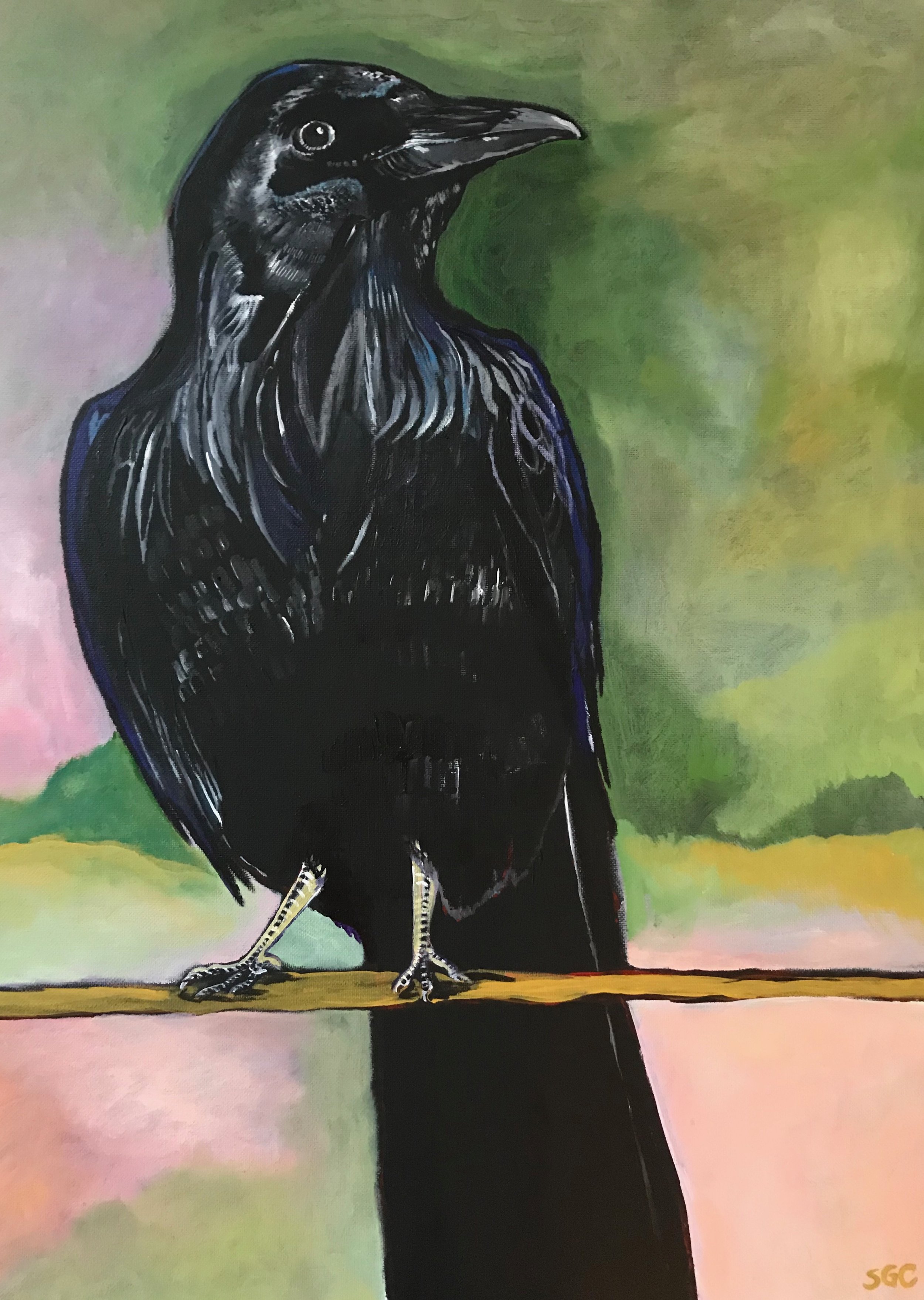 Sold-Observant Raven; 18"x24"; February 2019