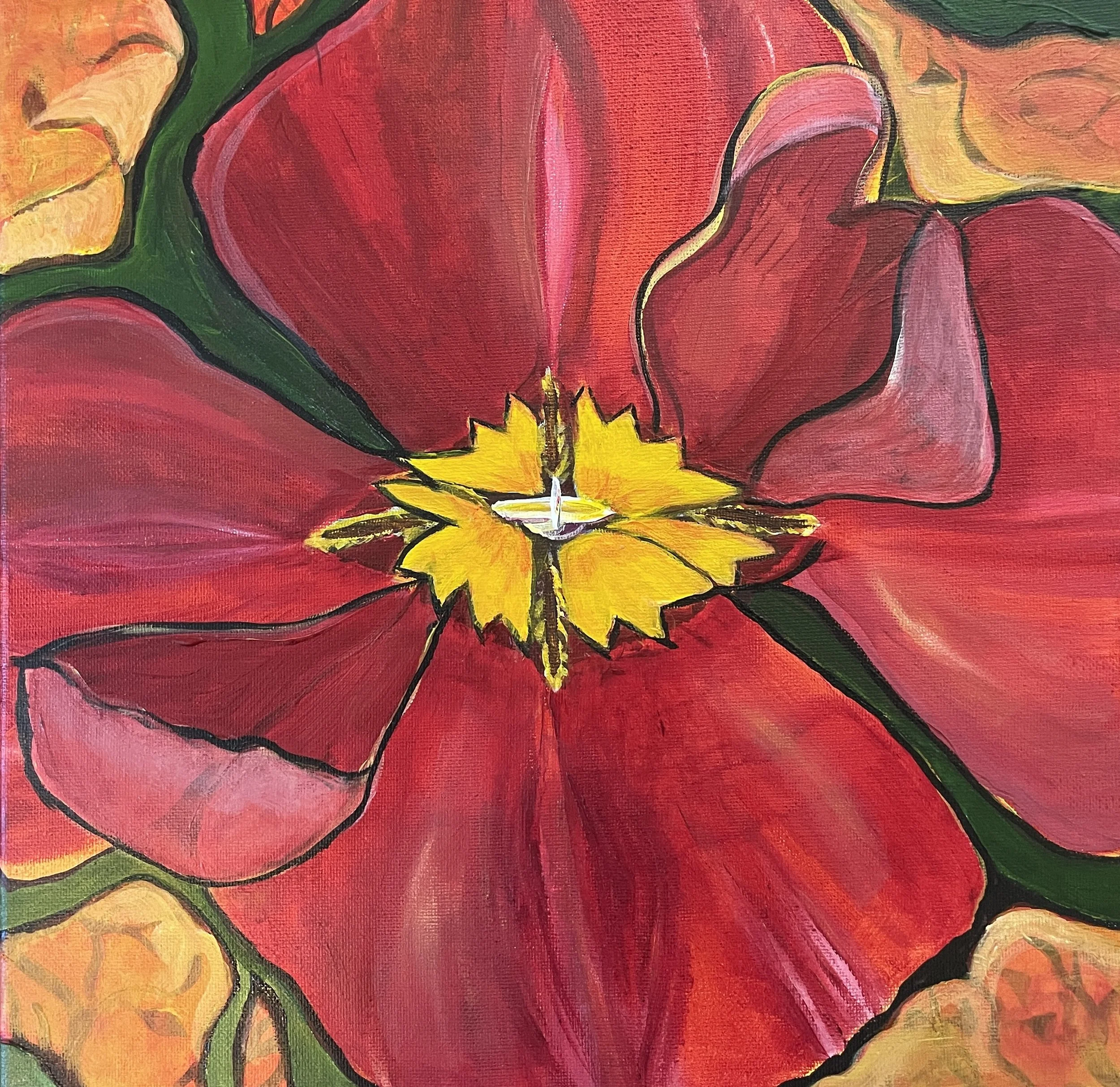 Sold-Opened Tulip-12"x12"; reworked 2023