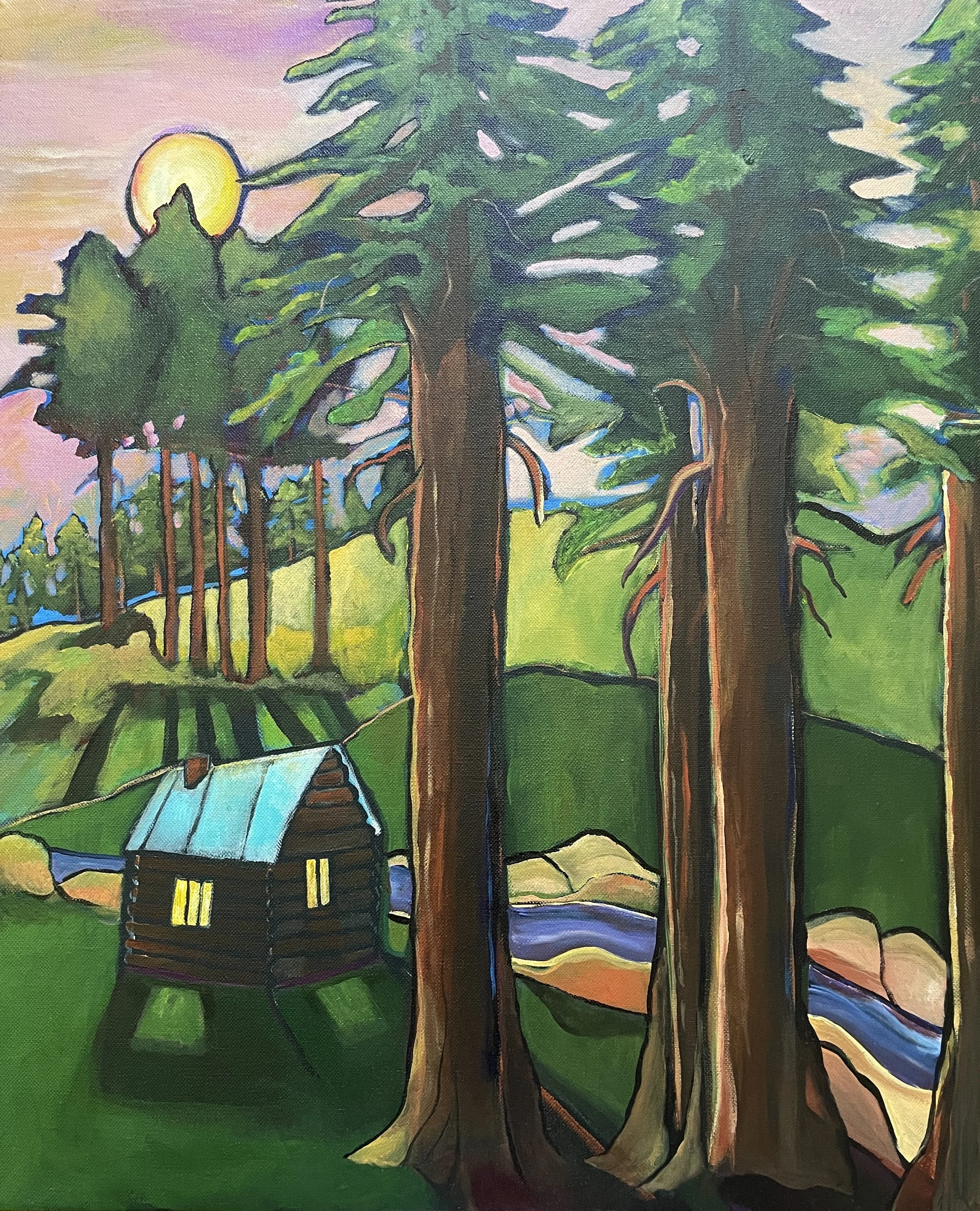Moonlight Dusk-20"x24"; Reworked April 2023; Available $350 plus shipping