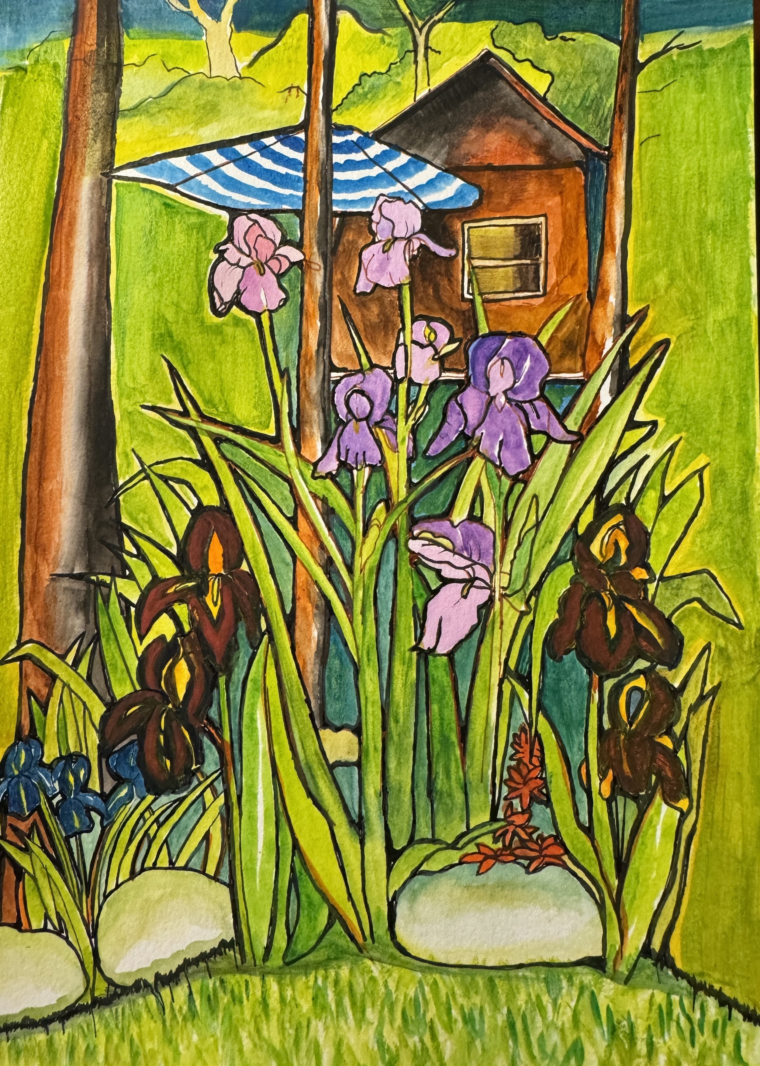 Iris Garden; 7x5"; May 2024