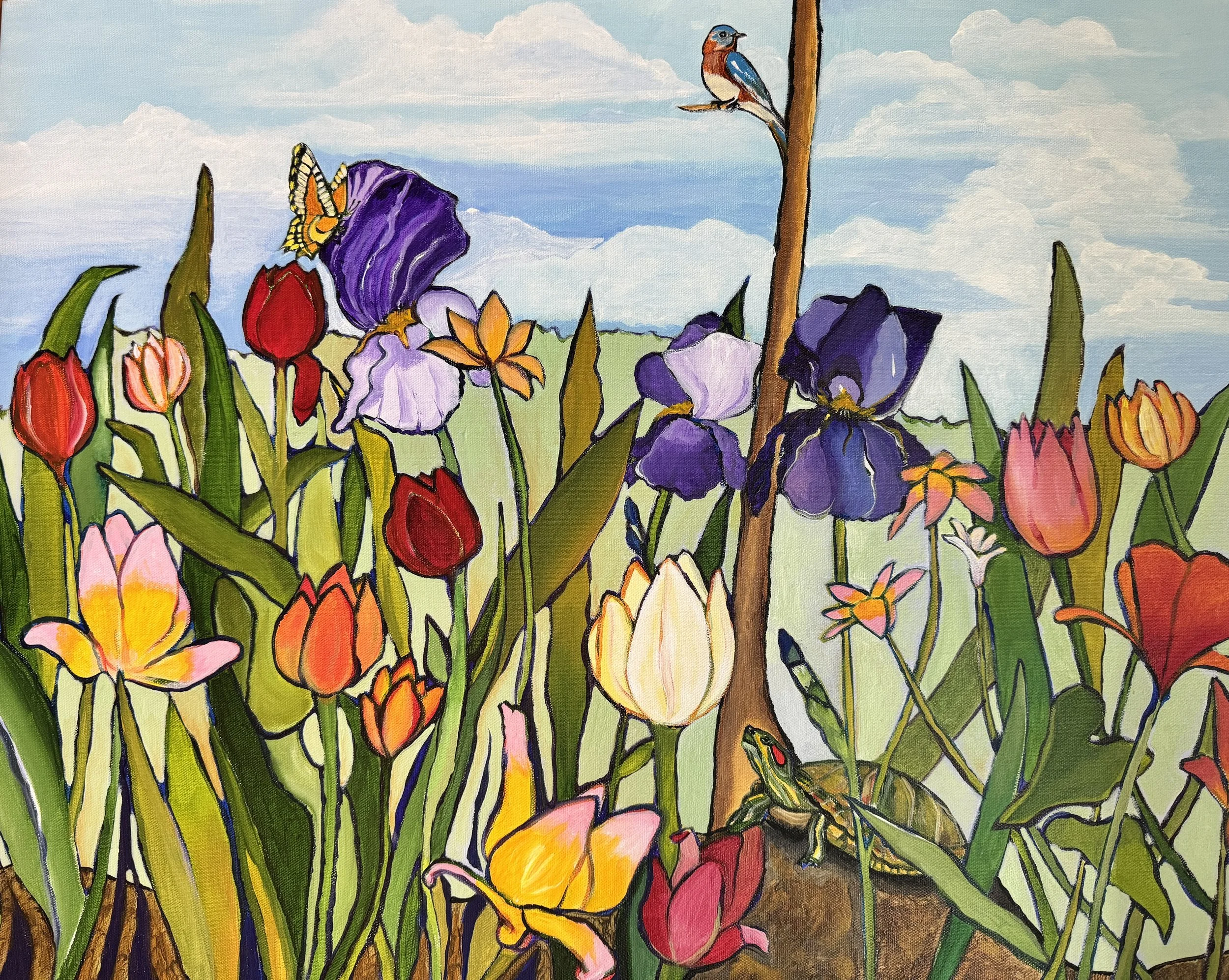 Full On Spring- (24'x30"); acrylic on canvas; 2026; Available $400 plus shipping