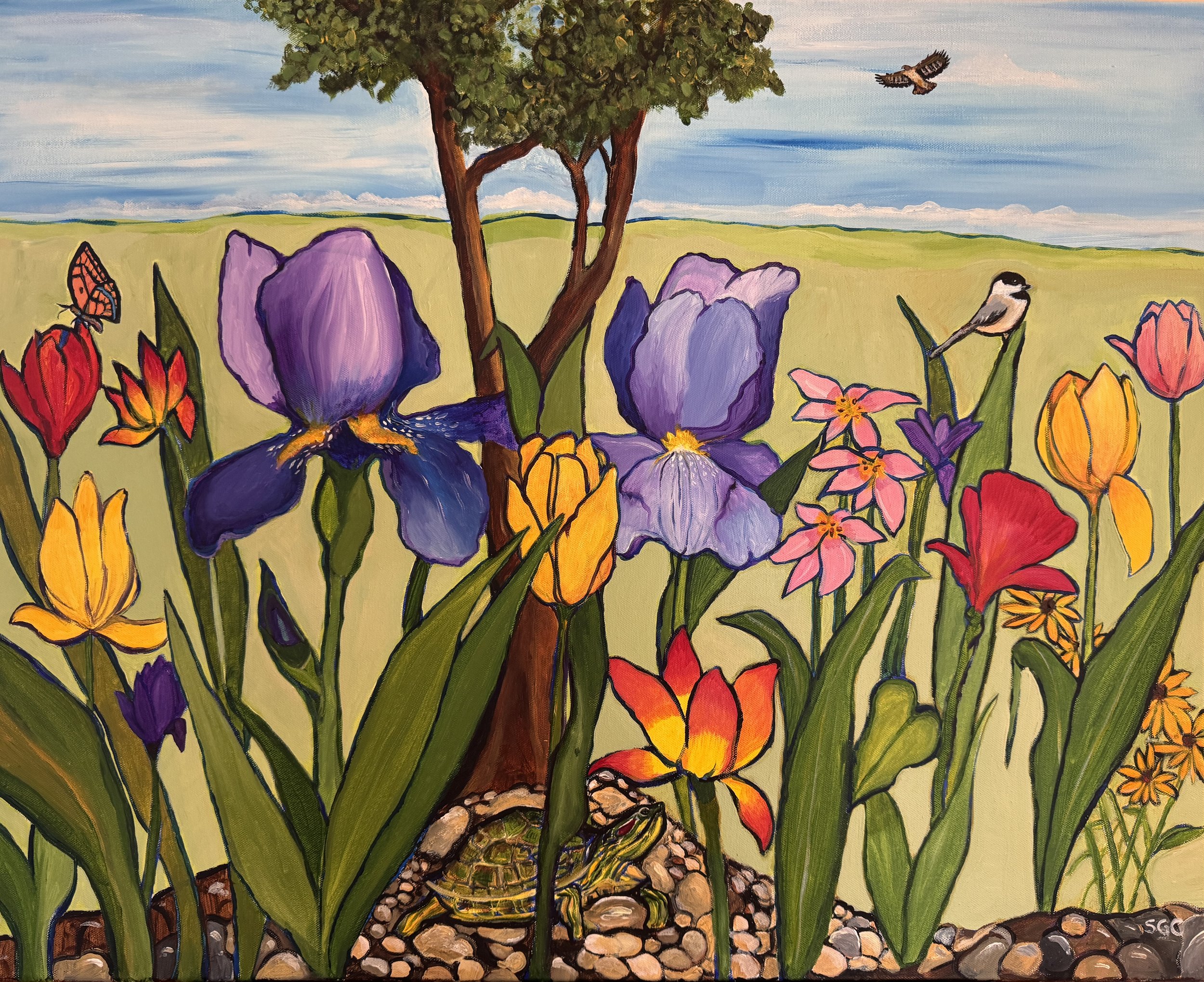 Bapa Flying Over Spring- Sold