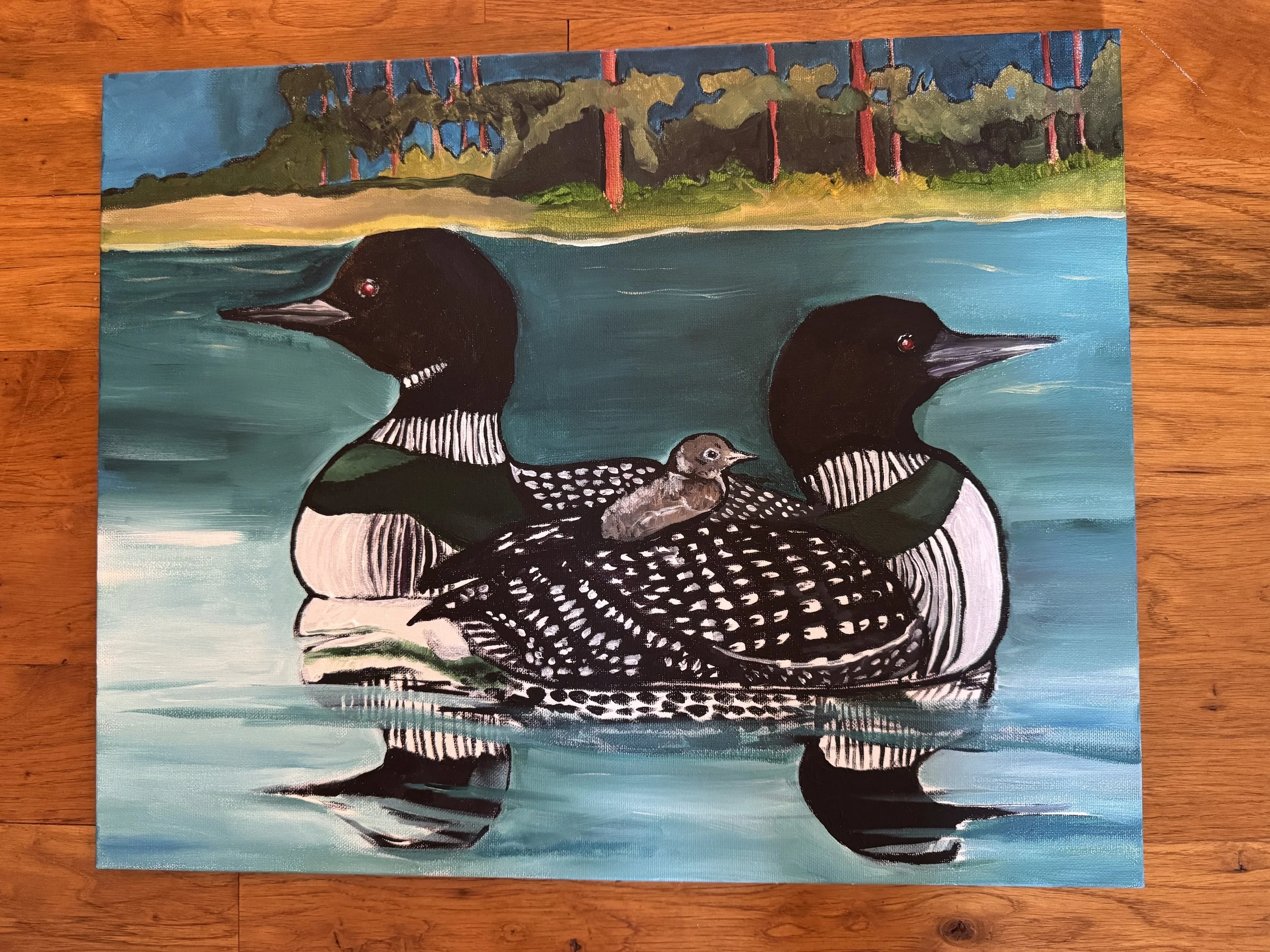 Remembering Loons- 2026; 16"x20"; acrylic on canvas; Available