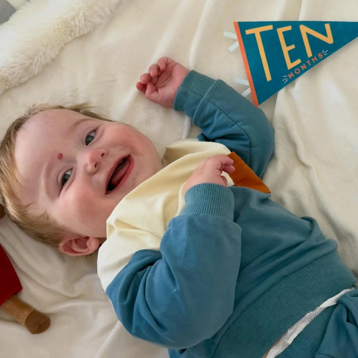 10 months of Oliver 🤍
Standing tall, babbling nonstop, laughing like a tiny old man, and getting into absolutely everything.
Also impossible to keep in one place long enough to photograph 😂
Our goofy little love &mdash; we adore you to the moon and