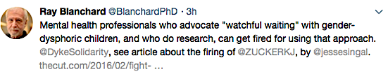 Ray Blanchard, watchful waiting, gender dysphoria, children