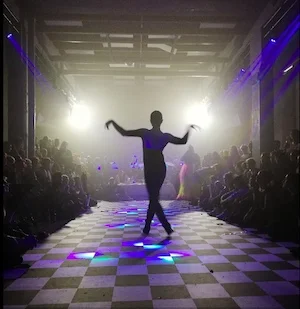 Shikeish , “Contestant walking towards the judges at a ball in Berlin in 2018”  (source)