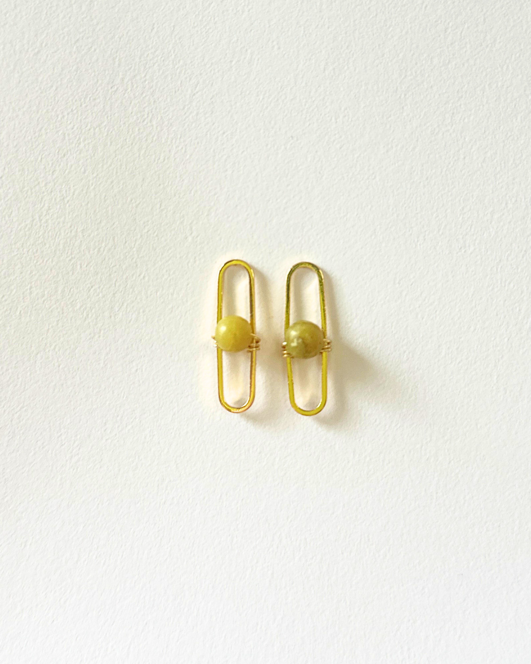 Frankie Earrings - Olive Green Jade