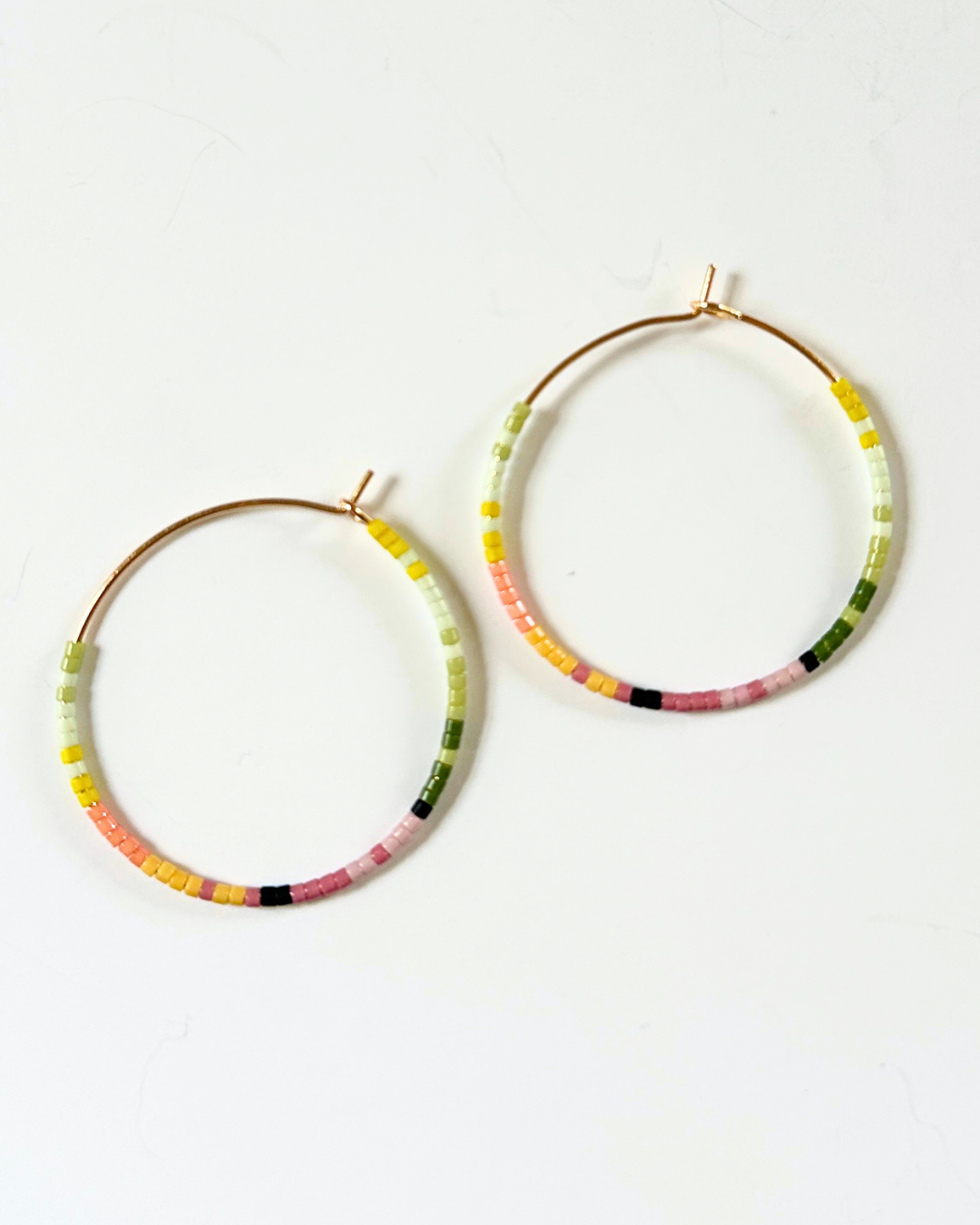 Tondo Earrings - Green and Pink