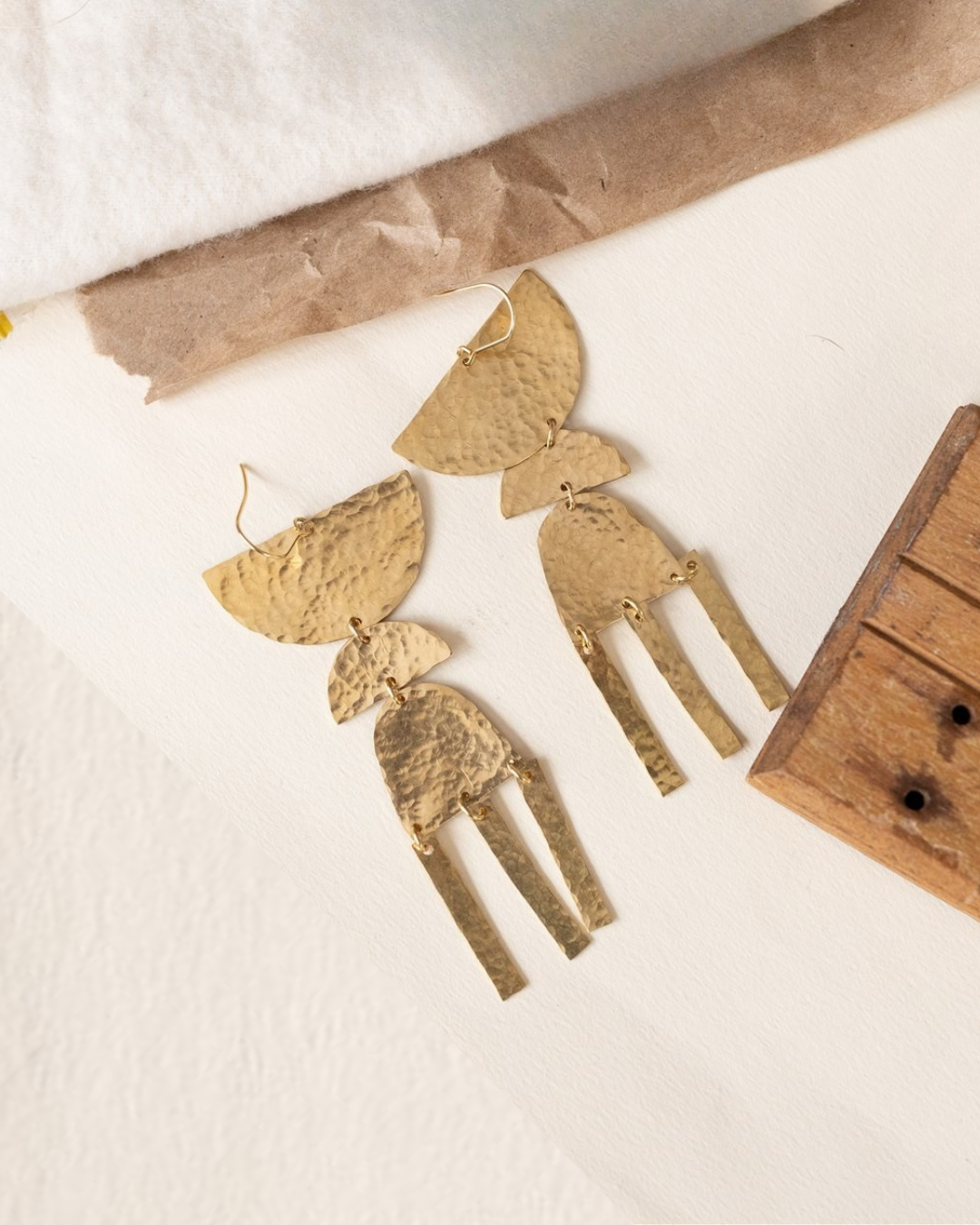 Hammered Brass Earrings, No. 14
