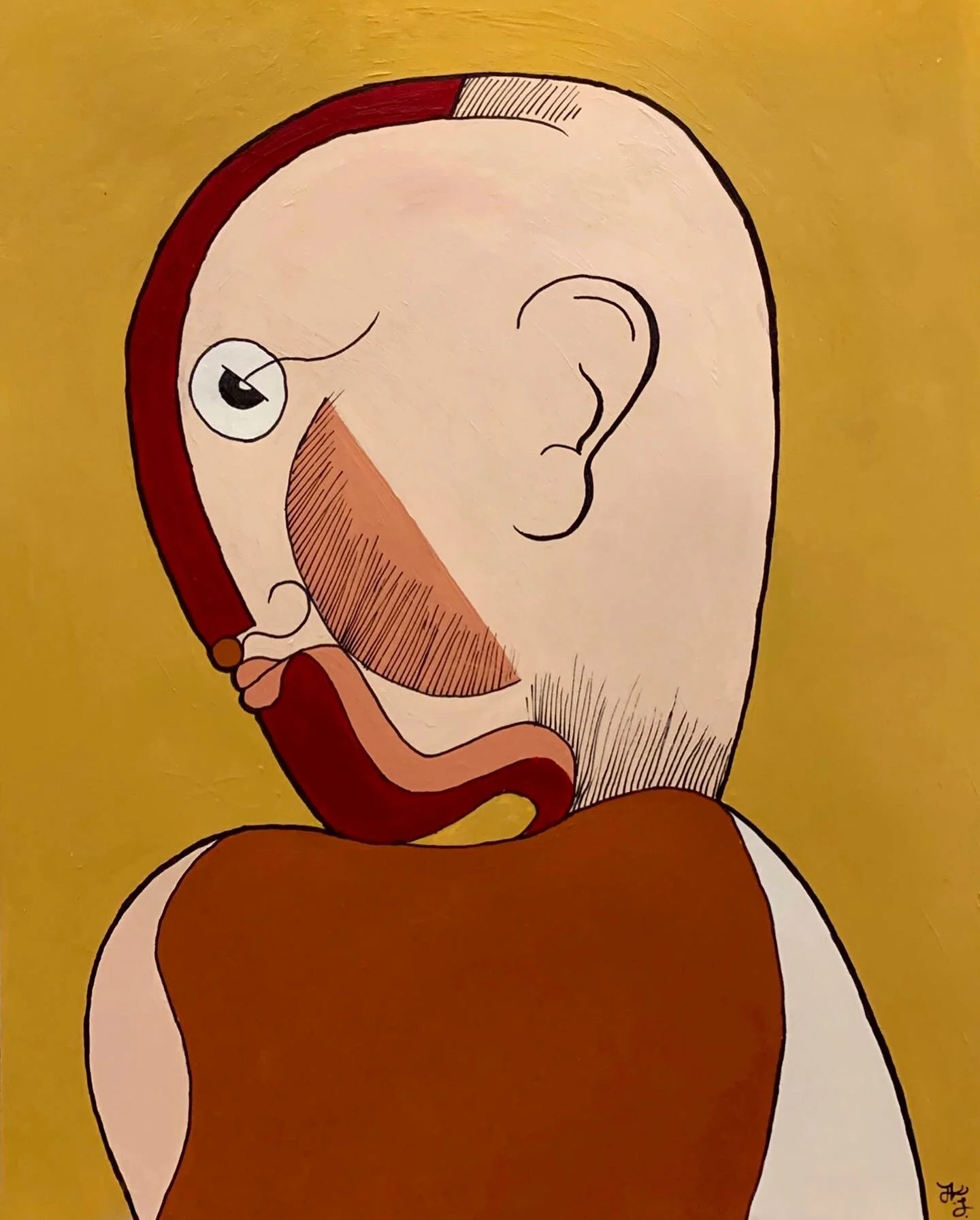 Kopf im Profil, mit farbigen Blöcken