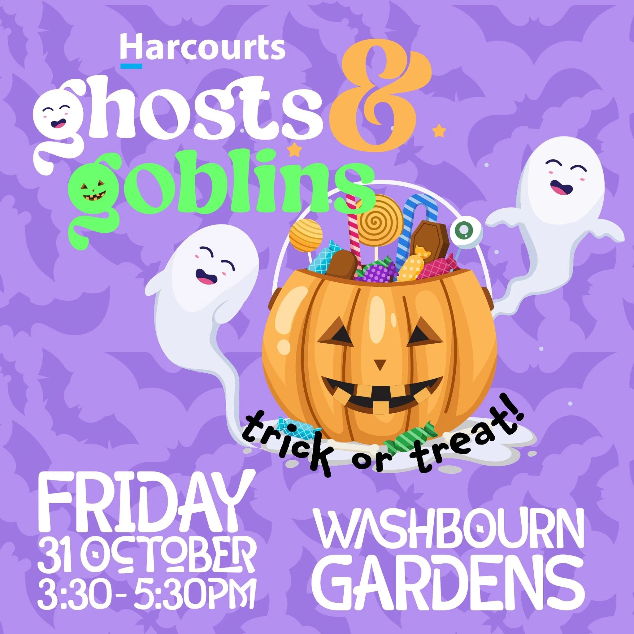 Don't forget to bring your spooky haunted house creations to our Harcourts Ghosts and Goblins event next week! You could win an AMAZING PRIZE!

Come along for some safe, friendly trick or treating at Washbourn Gardens! Enjoy the bouncy castle, get yo