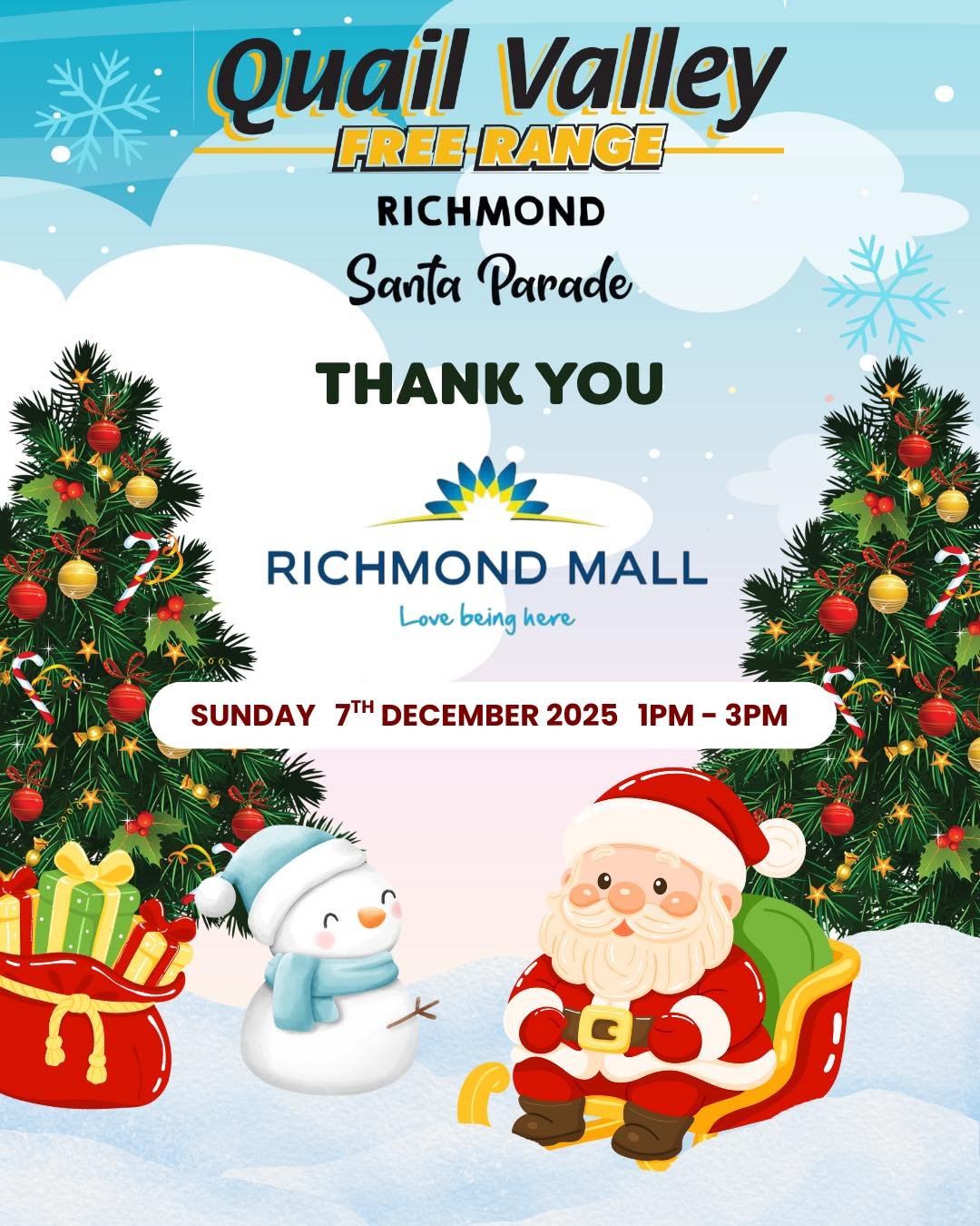 This week we are sharing the love for all of our amazing sponsors.

Shout out to Richmond Mall We are always grateful for their support for all of our events and the Santa Parade is no exception! Thank you to all of the team at Richmond Mall, we coul