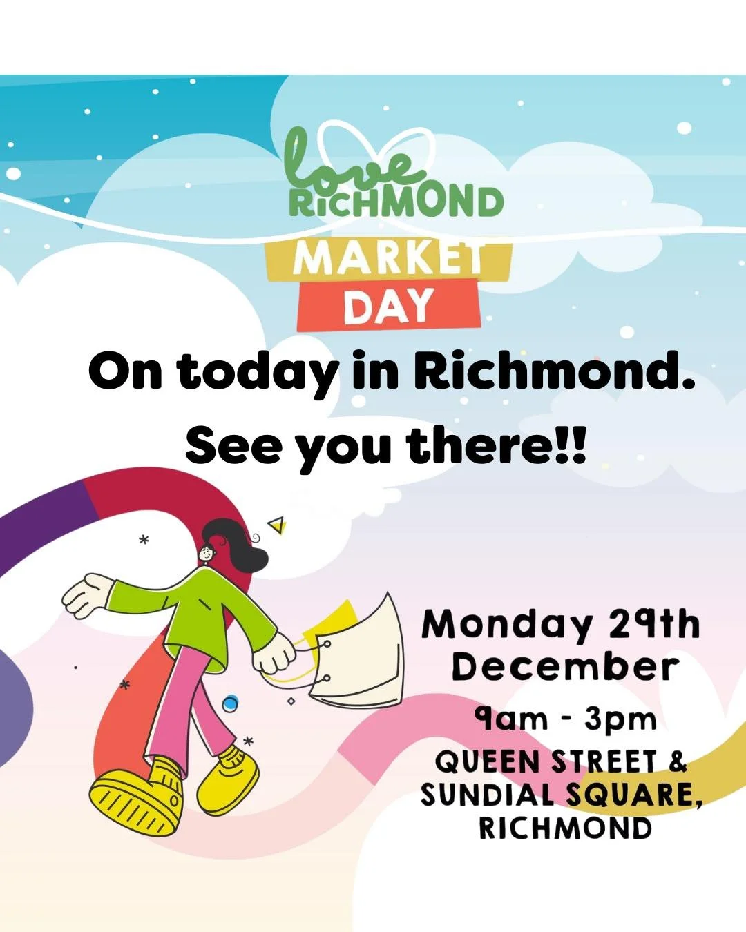 Come along to Richmond and enjoy the market day. 

We have closed the street and filled it with a vast array of stalls from all over NZ. Food vendors, street entertainment, face painting, and more... Head on down!
Queen Street and Sundial Square, Ric