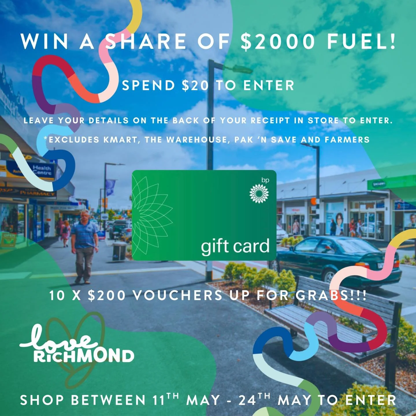 FUEL PRICES ARE UP &mdash; SO WE&rsquo;RE GIVING $2,000 AWAY!

With fuel costs hitting hard, now&rsquo;s the time to shop local and fill up on us!

Spend $20 in Richmond and go in the draw to win 1 of 10 x $200 fuel vouchers.

Simply write your detai