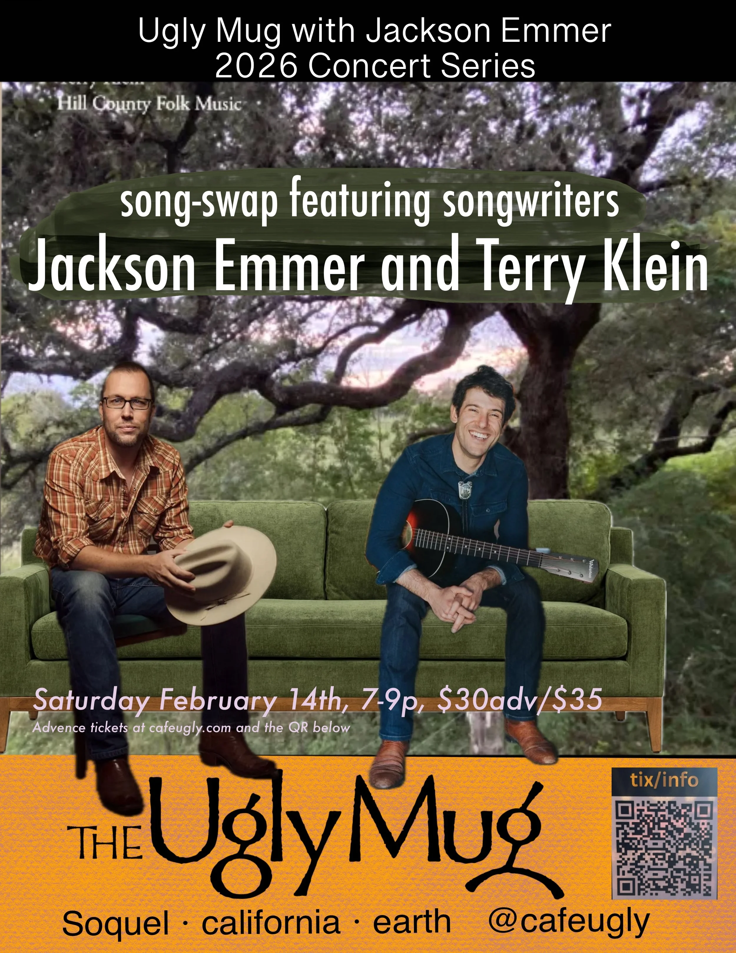 Jackson Emmer and Terry Klein · Sat 2/14, 7pm, $30
