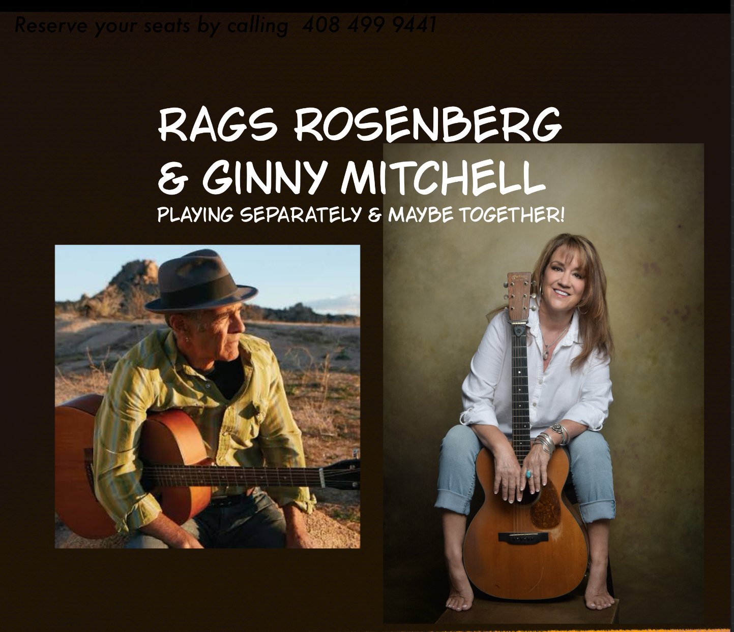 Rags Rosenberg &amp; Ginny Mitchell · Sat 5/9, 7-9p, $30adv