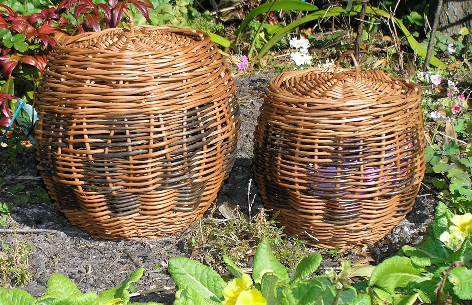 Pair of decorative baskets with lids