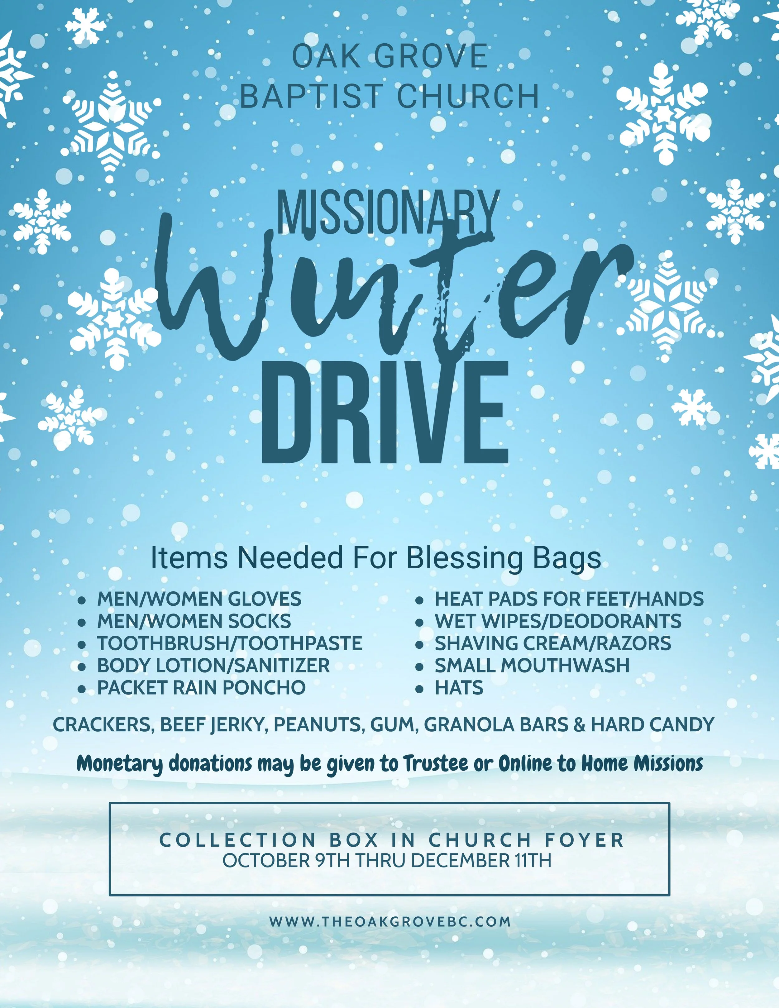 Oak Grove Missionary Winter Drive