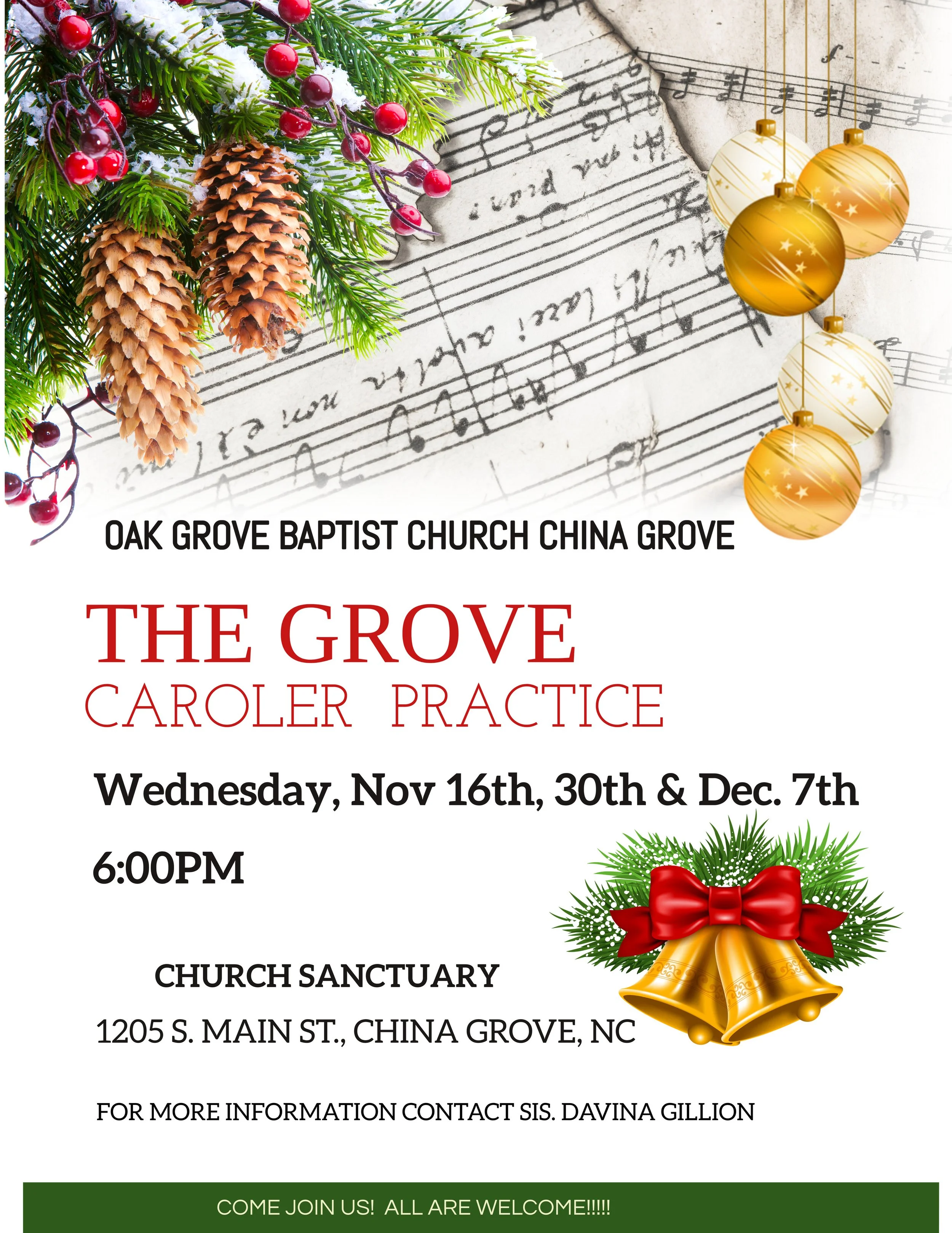 The Grove Christmas Carolers Practice