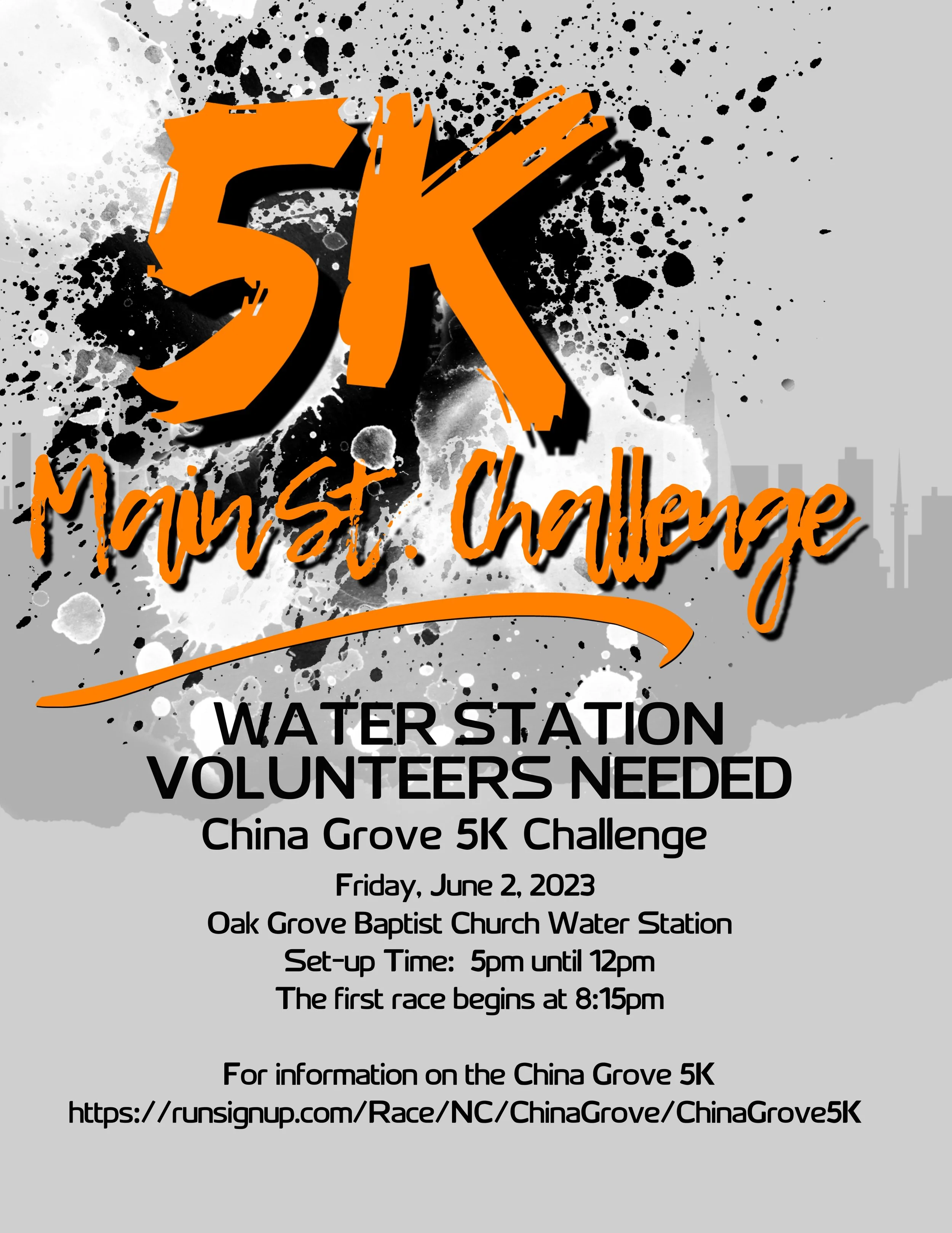 5K Water Station Volunteers Needed