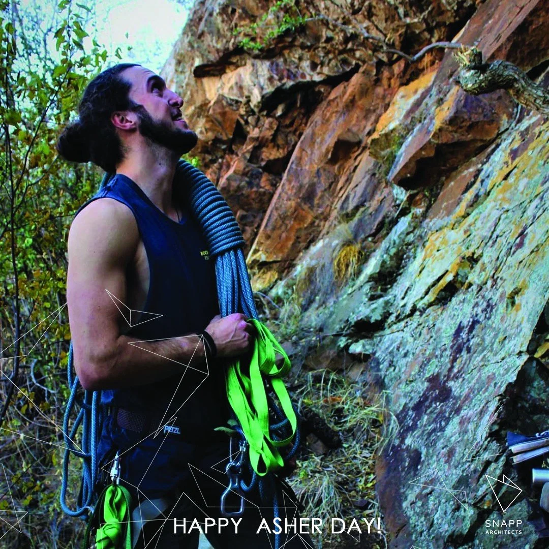 Last Friday we celebrated Asher's two year work anniversary! 
Congratulations on two years at SNAPP and seven years of experience in the Built Environment.
Your design flair, love for the outdoors, creativity and dedication continue to leave a lastin