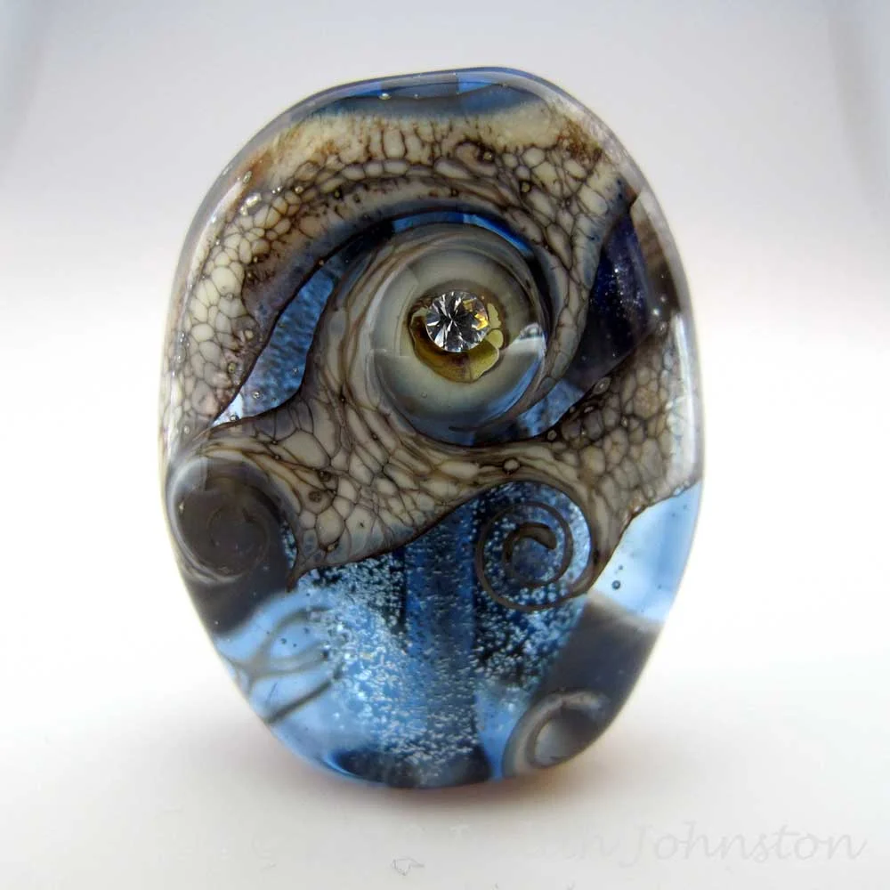 Denim Blue Organic Focal Lampwork Bead