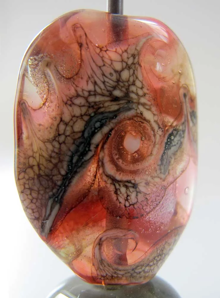 Amber Rose Dichroic Focal Lampwork Bead