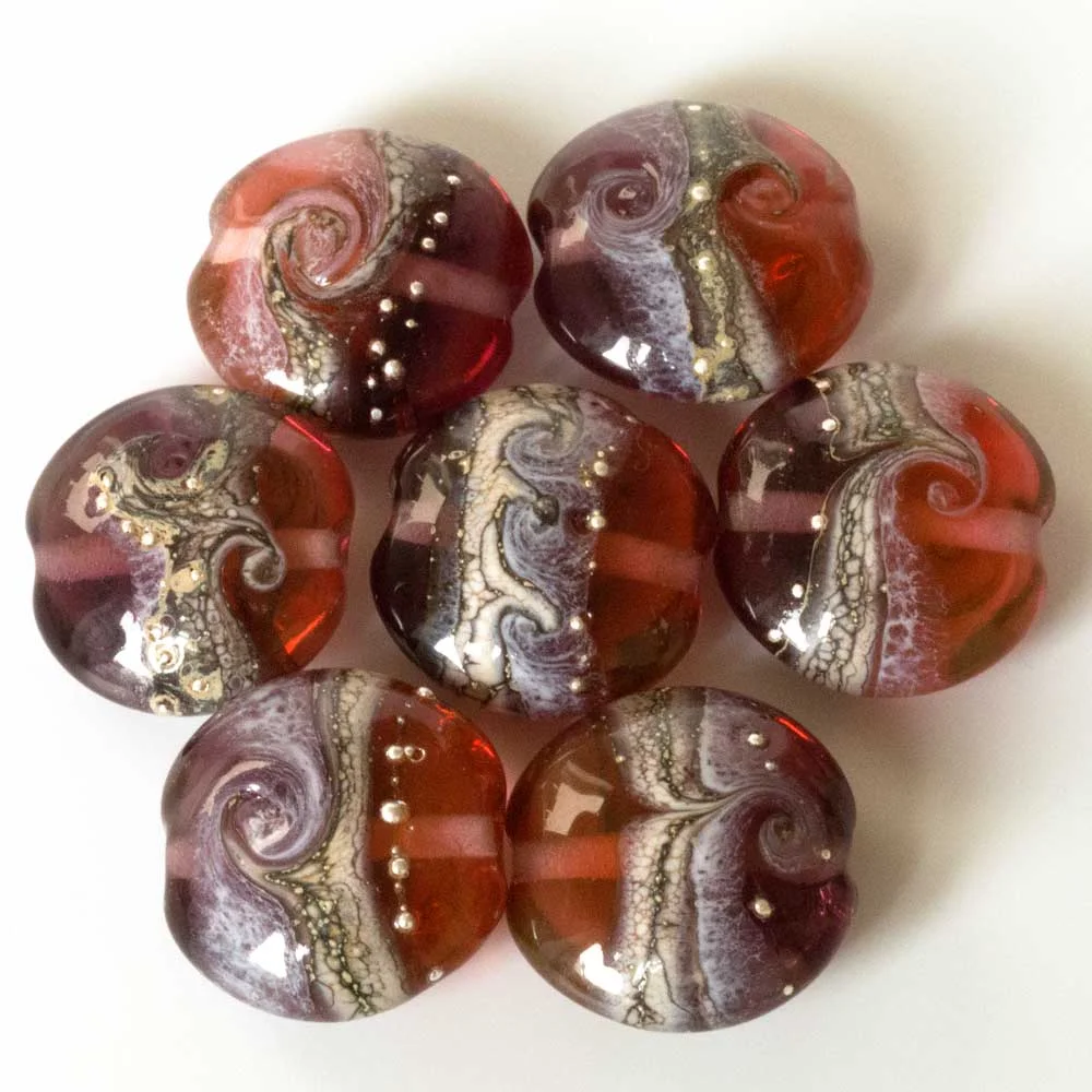 Pink Lampwork Glass Beads Set