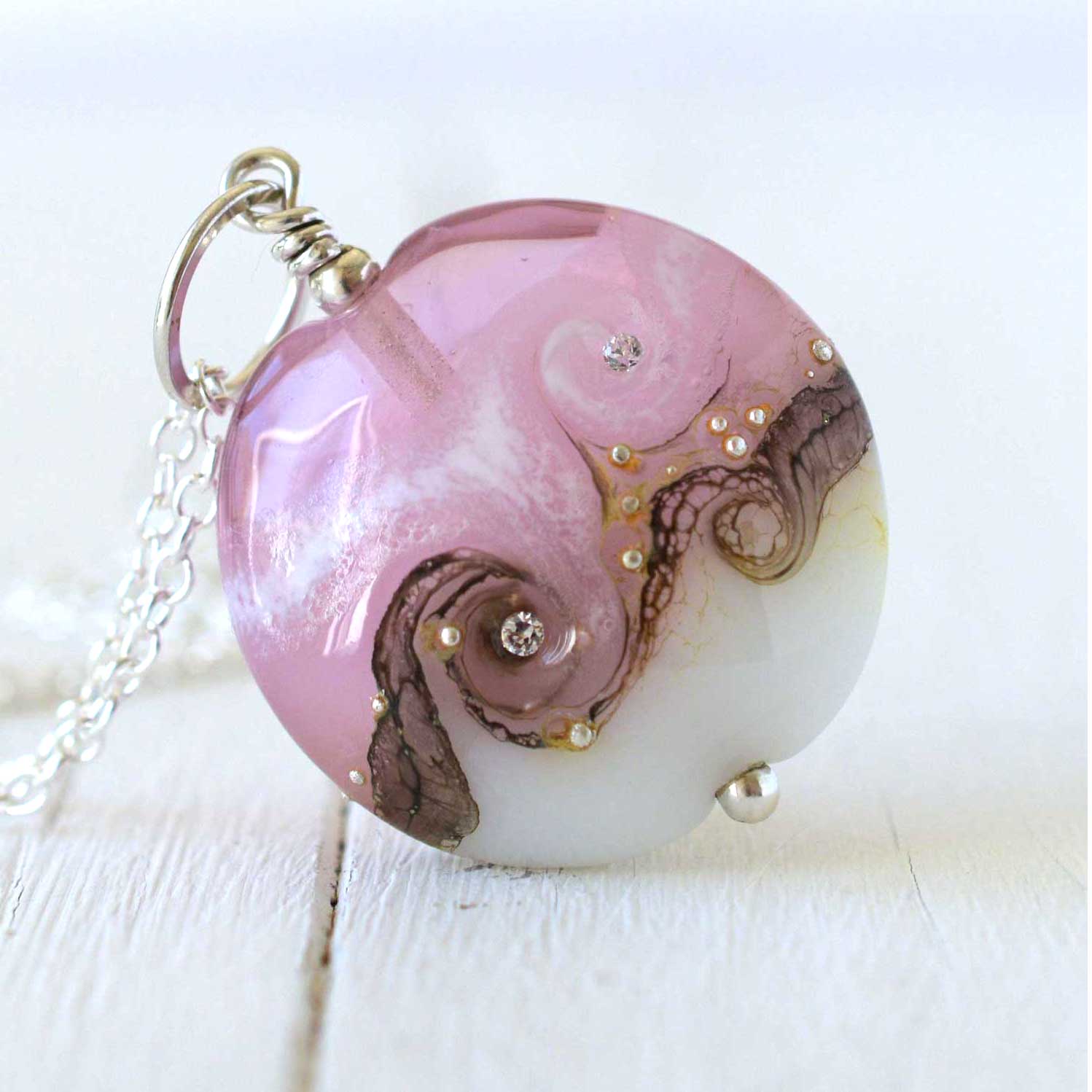 pink lampwork necklace