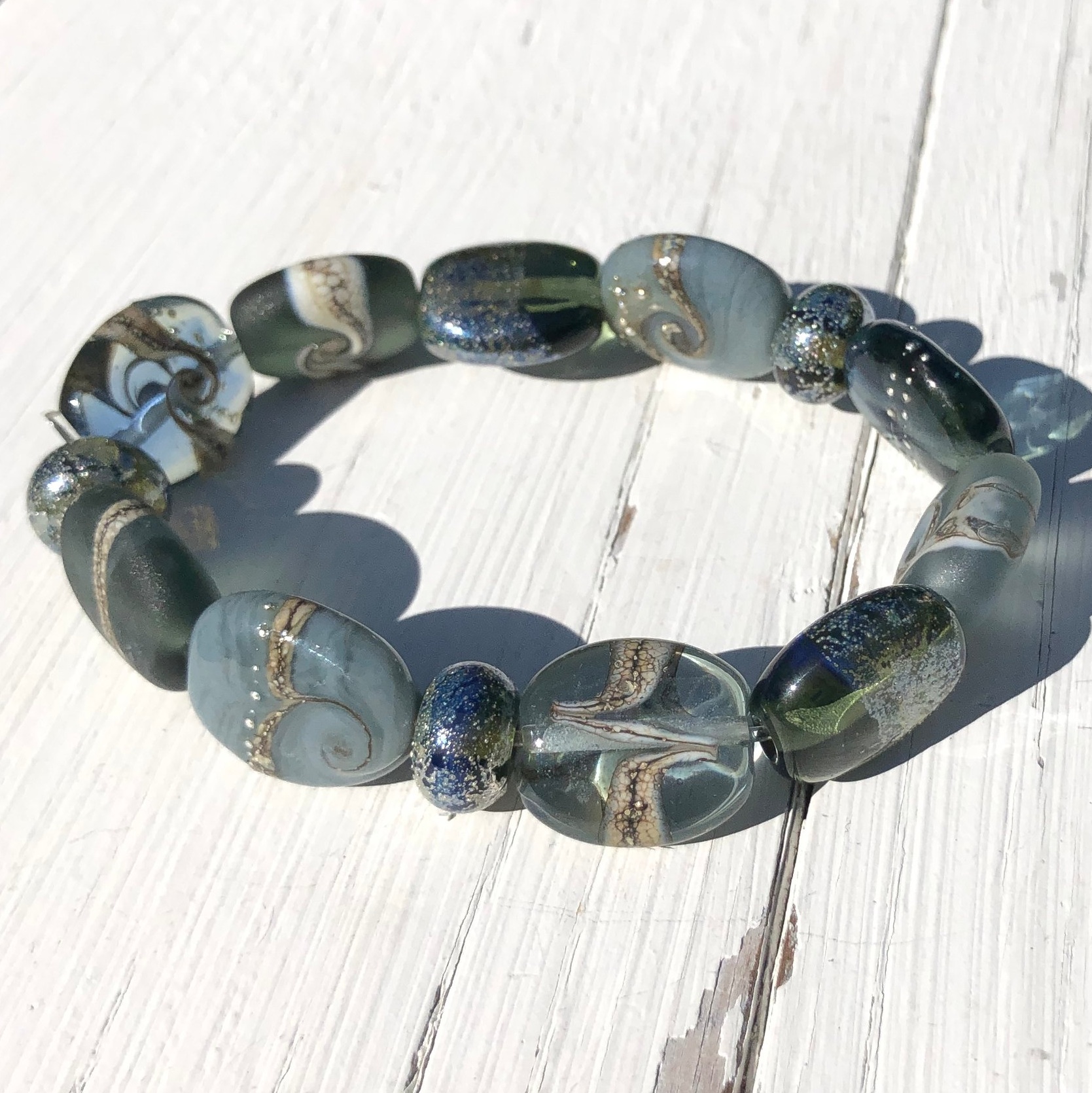 Grey stretchy bead bracelet