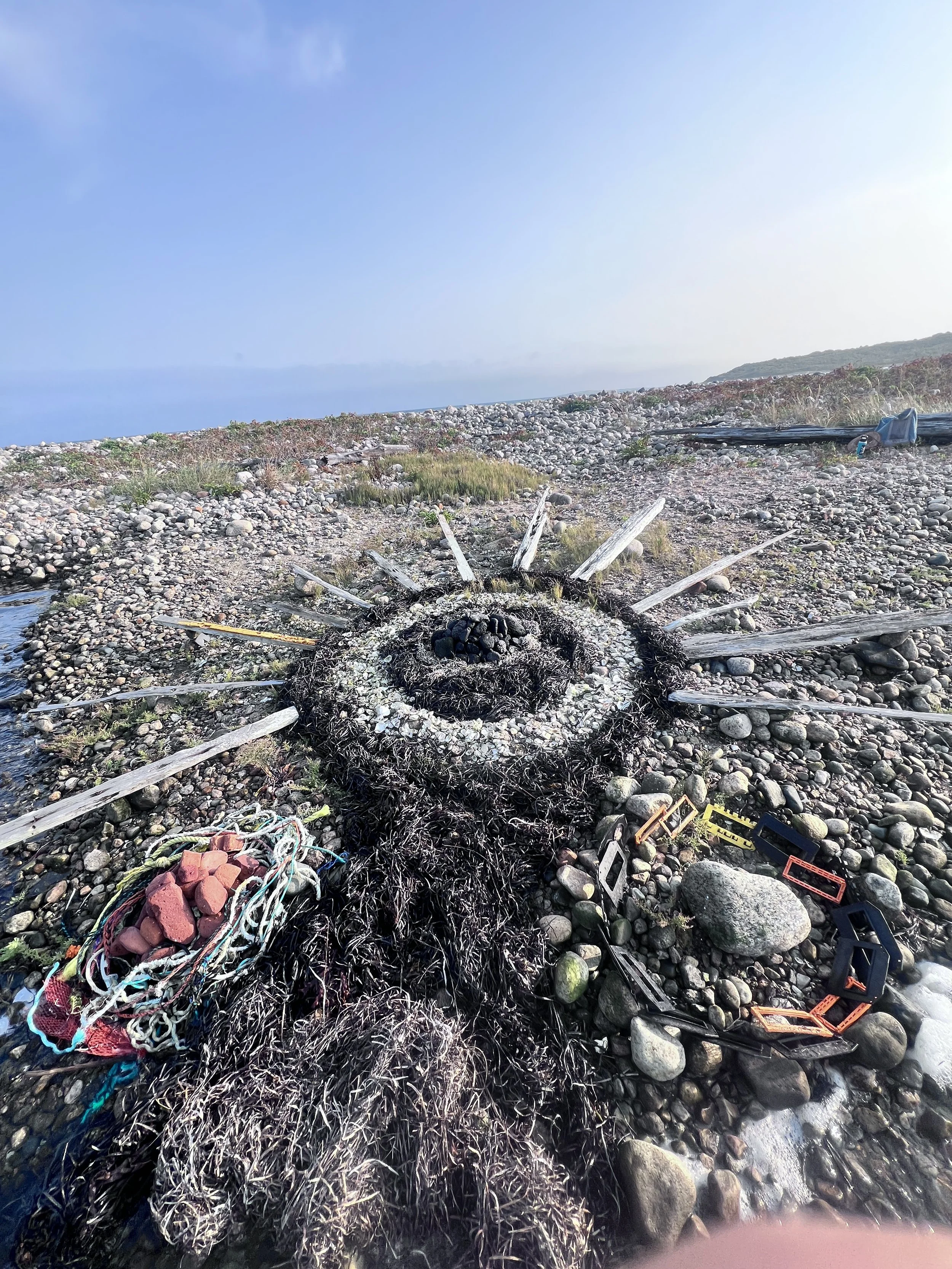 Tidal Rune, 2025, onsite ephemeral sculpture created on Cuttyhunk Island September 2026