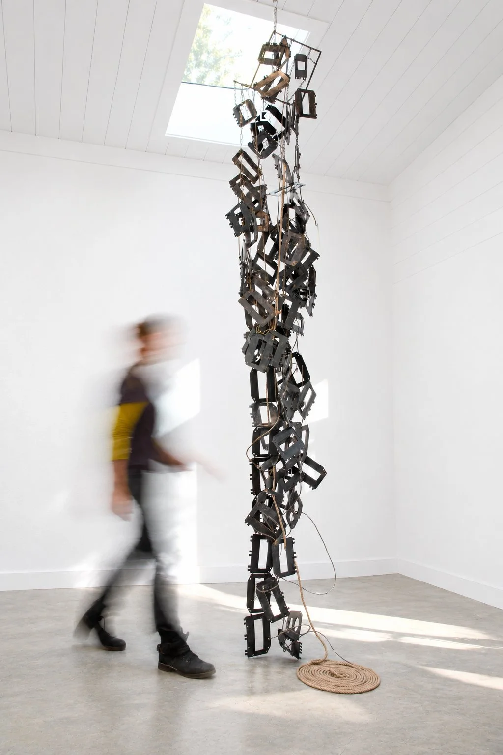 Perfect Storm, 2026, collected marine debris, steel, hog rings, 144x26x16”