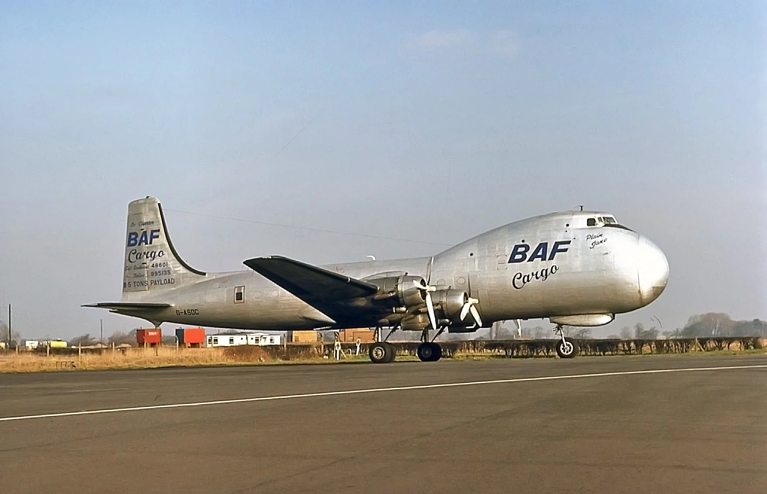 5th March 1976 and a beautiful British Air Ferries Carvair (G-ASDC) is seen on Fairey’s Apron. I remember taking this one as if it was yesterday .. she carried her name on her face (just under the flight deck window).. “Plain Jane”. Aaah. Photo Peter H
