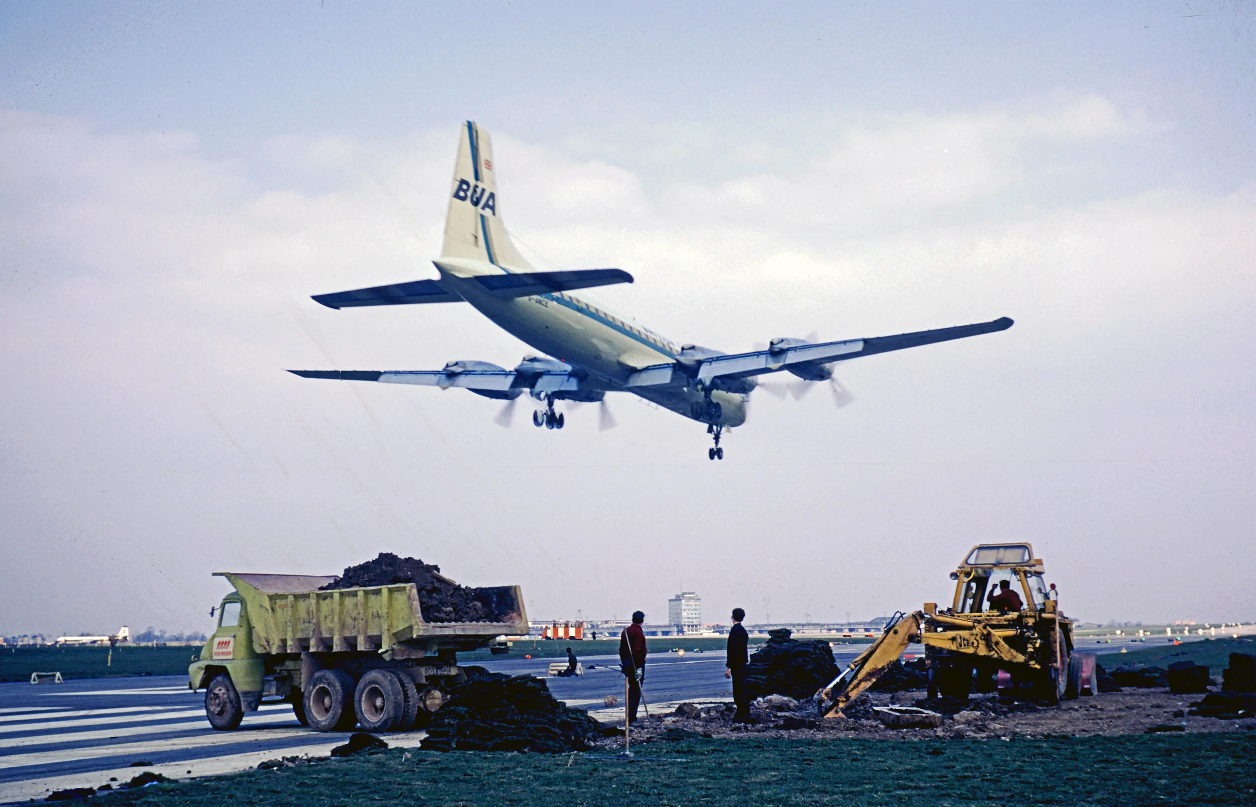 We start our look back at April over the years with a fine shot from Bob Thorpe of a British United Airways (BUA) Bristol Britannia landing over Runway works (06) on 10th April 1968. As they say every picture tells a story and we can certainly see from this shot that times have changed in the 51 years since it was taken.Indeed,Aerodrome operations,safety and control of works are somewhat different today…I wonder if they did a risk assessment?