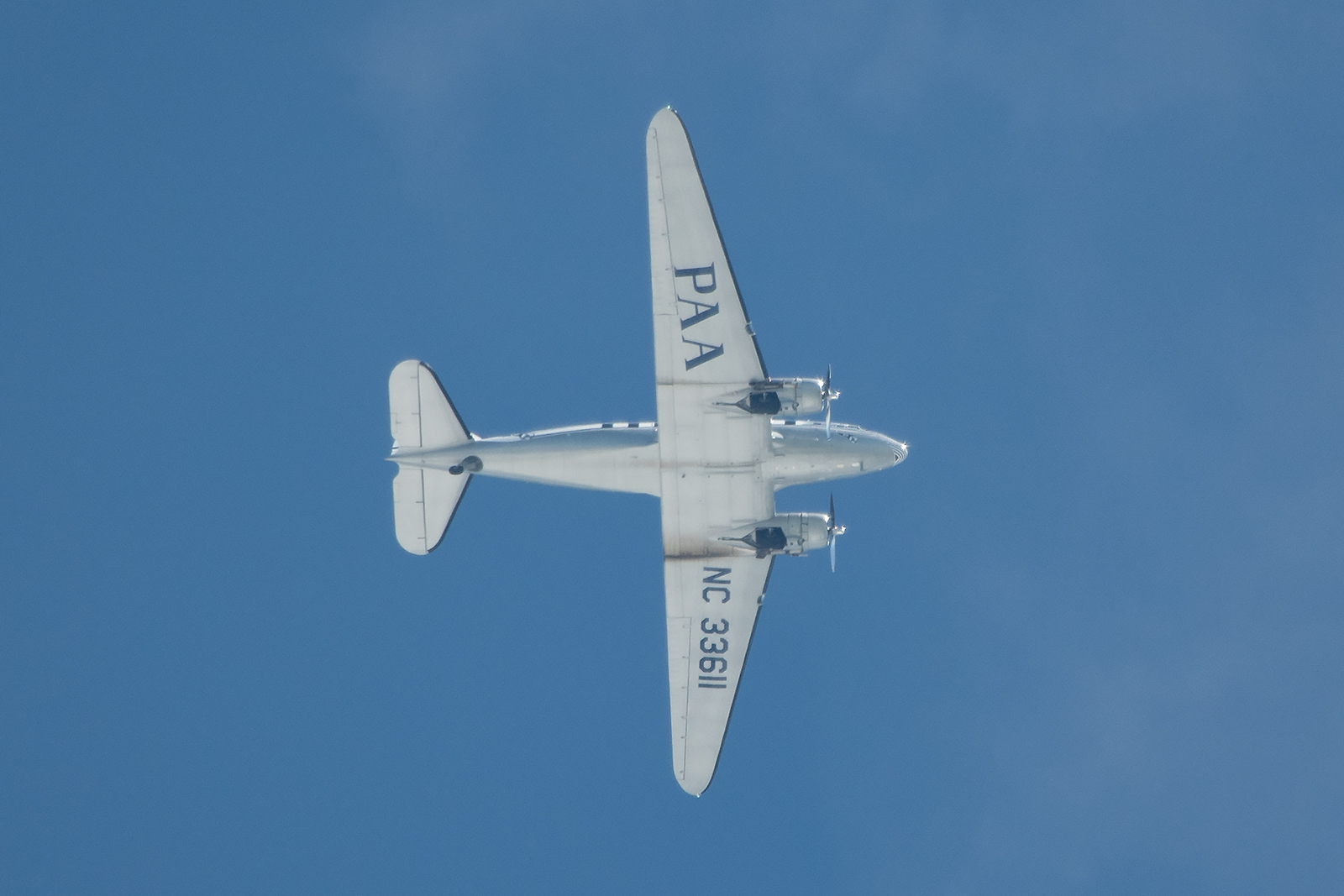 Andy Davies beautifully captured Dc3 NC 33611 at 9000 feet passing over the top of Manchester Airport routing from Prestwick to Duxford on 21st May 2019