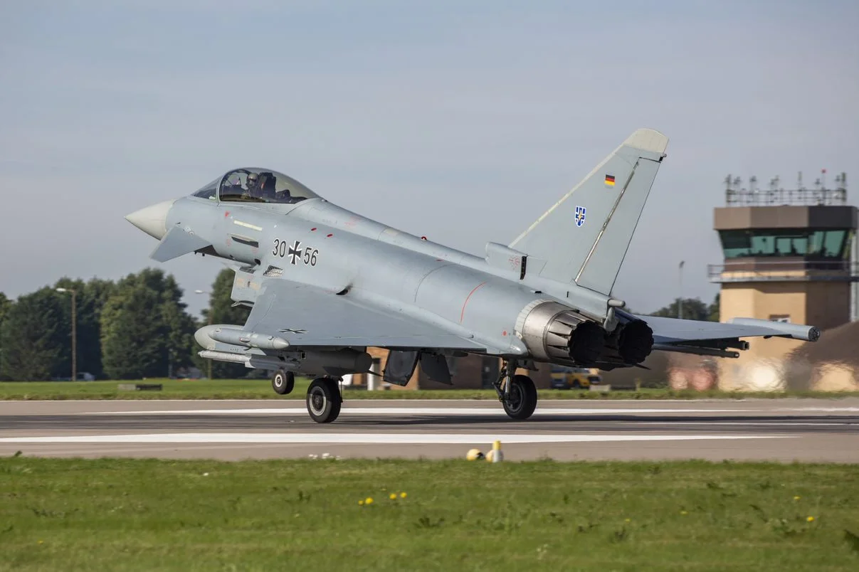 German Typhoon “3056” touching down at Waddington 29th August 2019.