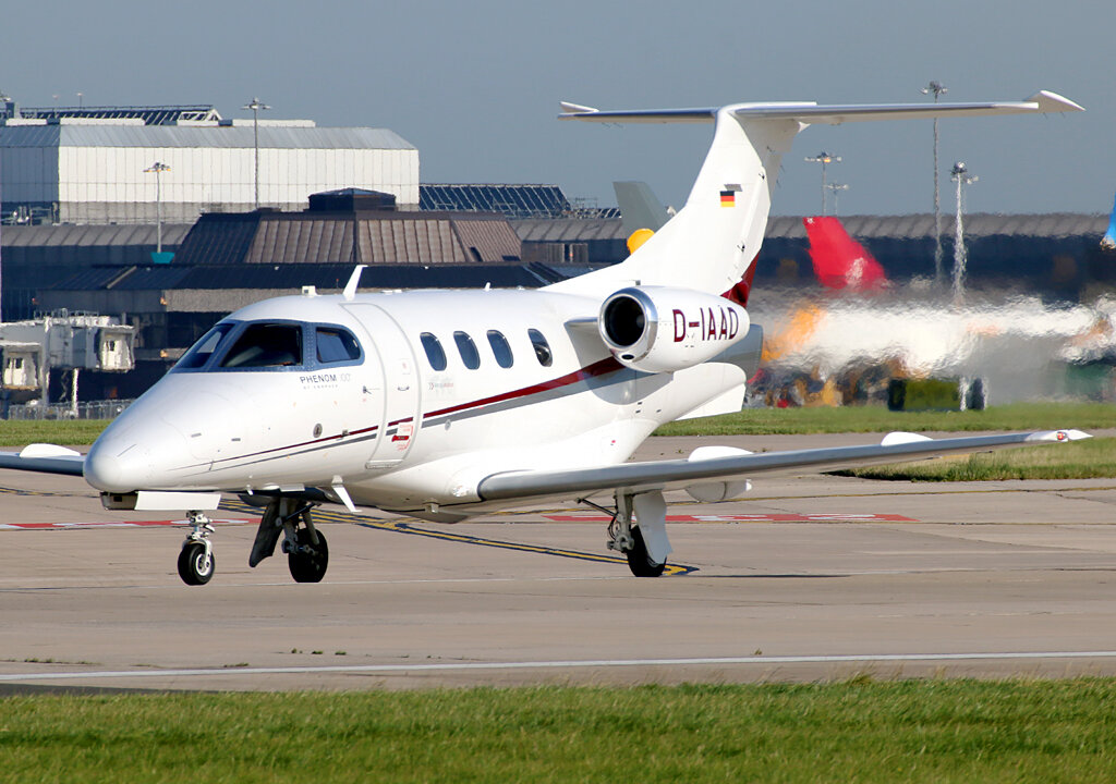 Embraer Phenom 100 D-IAAD lining up on 23 Left 14th September 2019. Photo: Paul Tomlin.