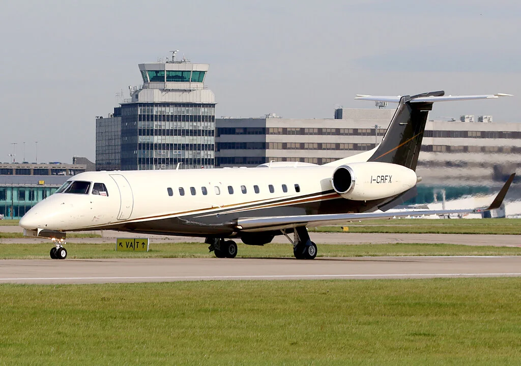 Embraer 135BJ Legacy I-CRFX at Manchester on Saturday 14th September . Photo: Paul Tomlin.