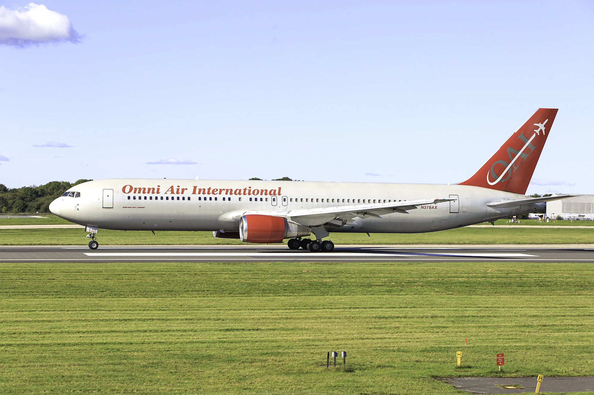 Omni Air International B767-300 N378AX gathers momentum on Runway 23 Left.Photo: Paul Bailey 2nd October 2019.