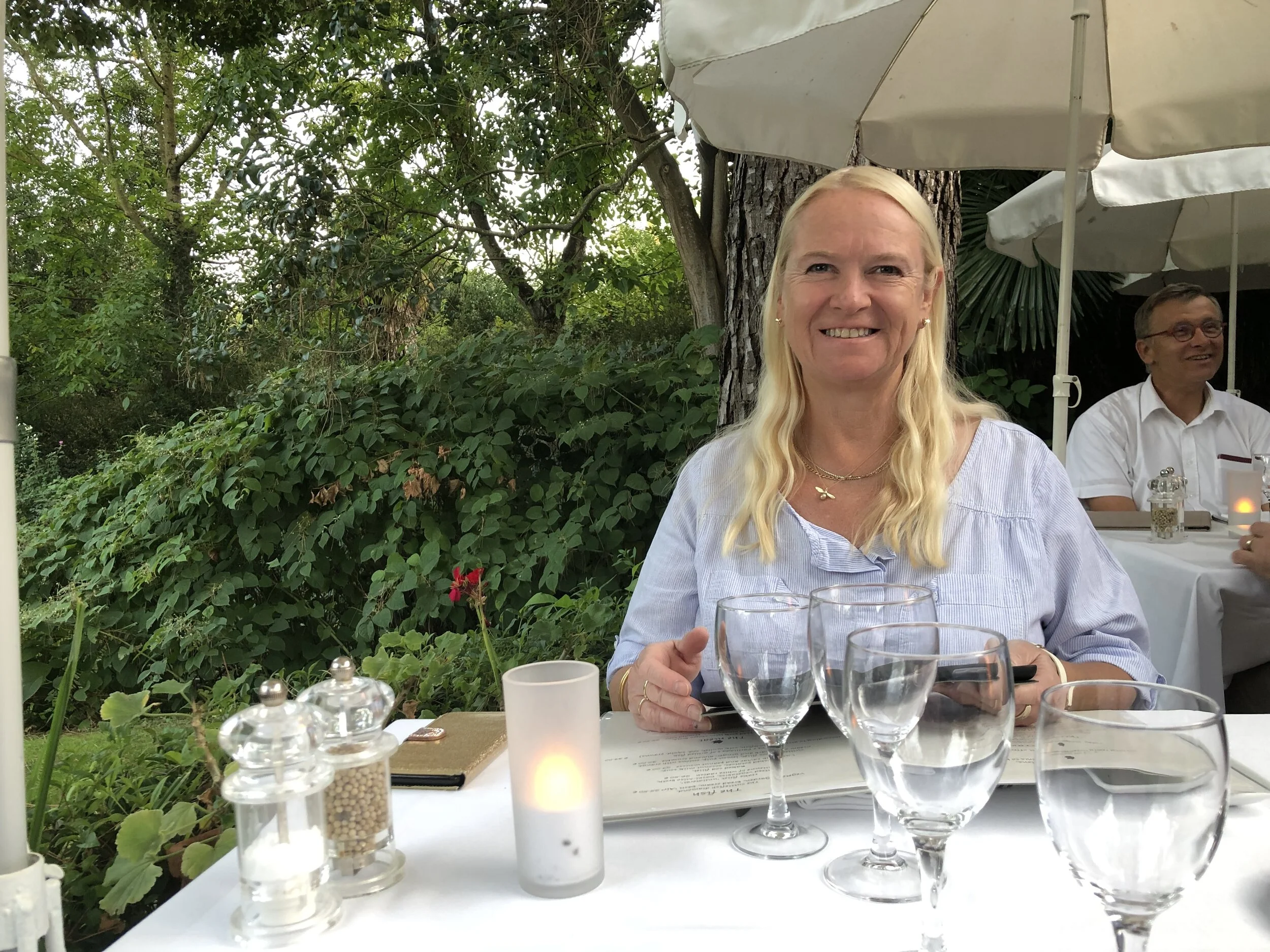 Debbie Riley TAS Secretary and Toulouse trip organiser enjoying the good life en France!