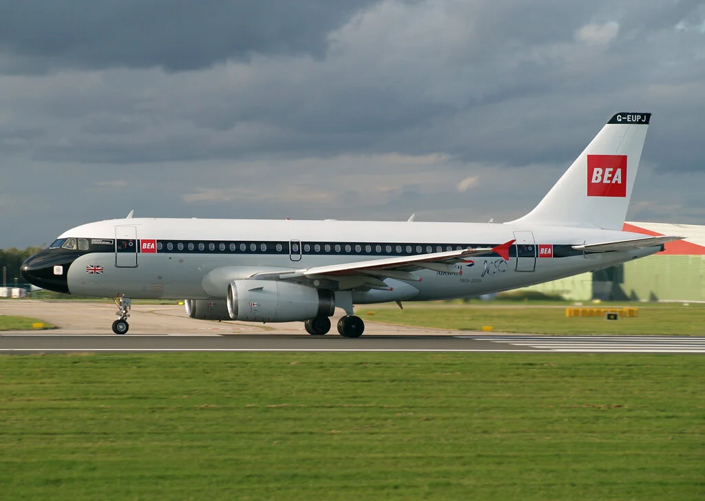 Still looking good! British Airways / BEA Retro A319 G-EUPJ paid Manchester another visit during the afternoon of 17th October. Photo: Stuart Prince.